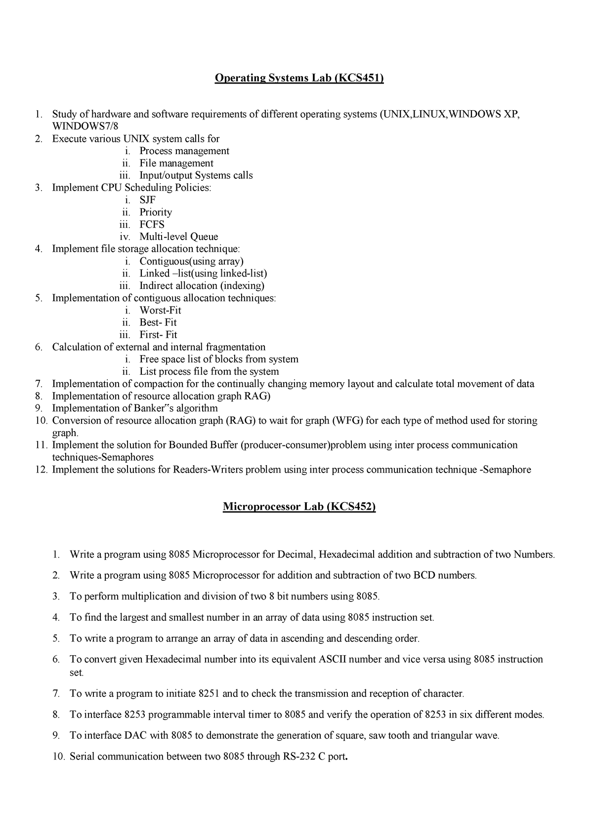 Os,mic,python - xxx - Operating Systems Lab (KCS451) Study of hardware ...