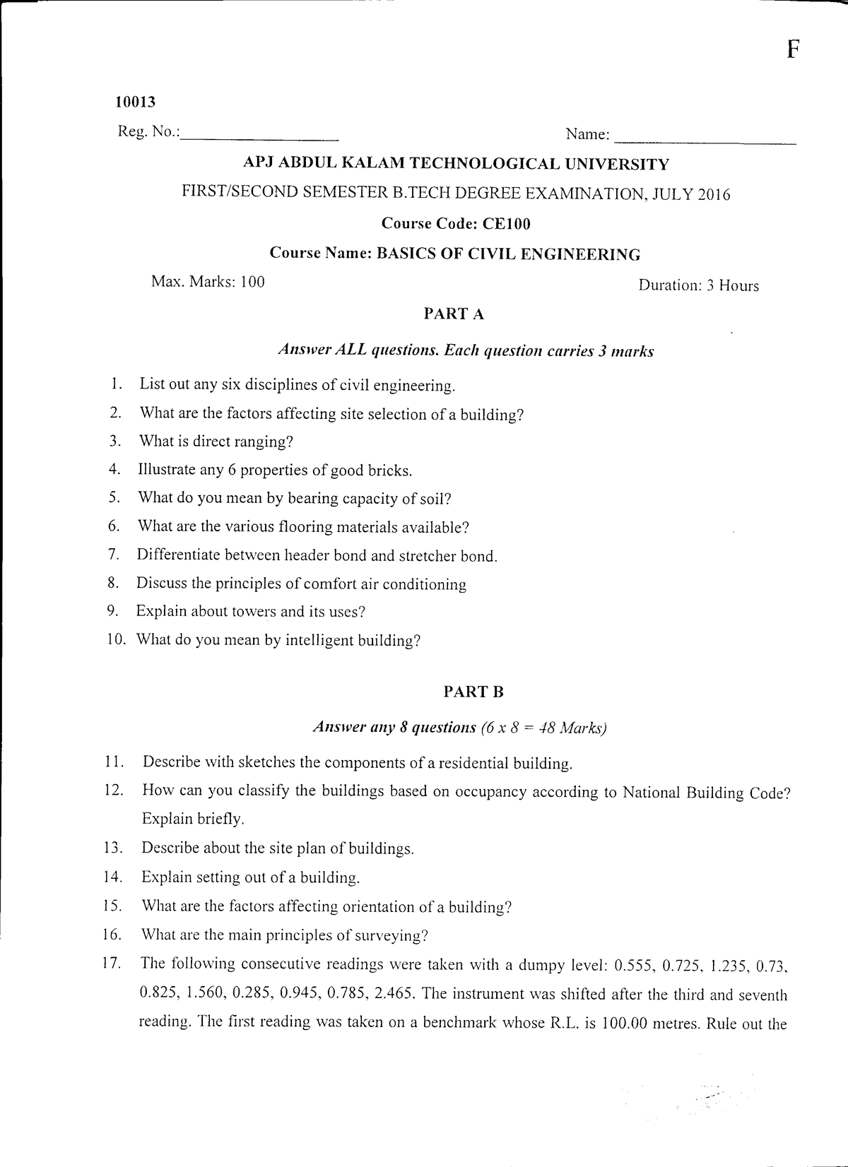 Ce100-basics-civil-eng-july-2016 - Basics Of Civil & Mechanical 