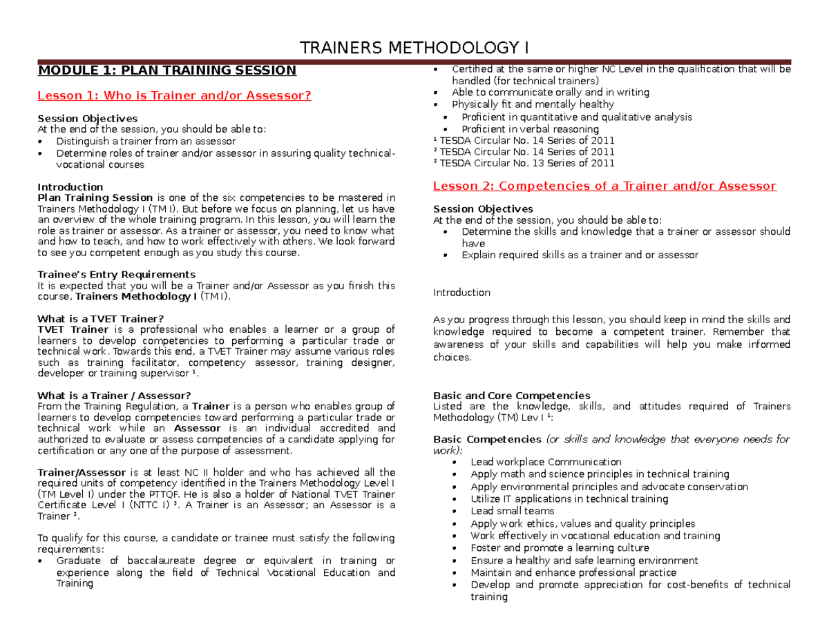 Curriculum Development And Evaluation With Emphasis In TM 2 MODULE 1 