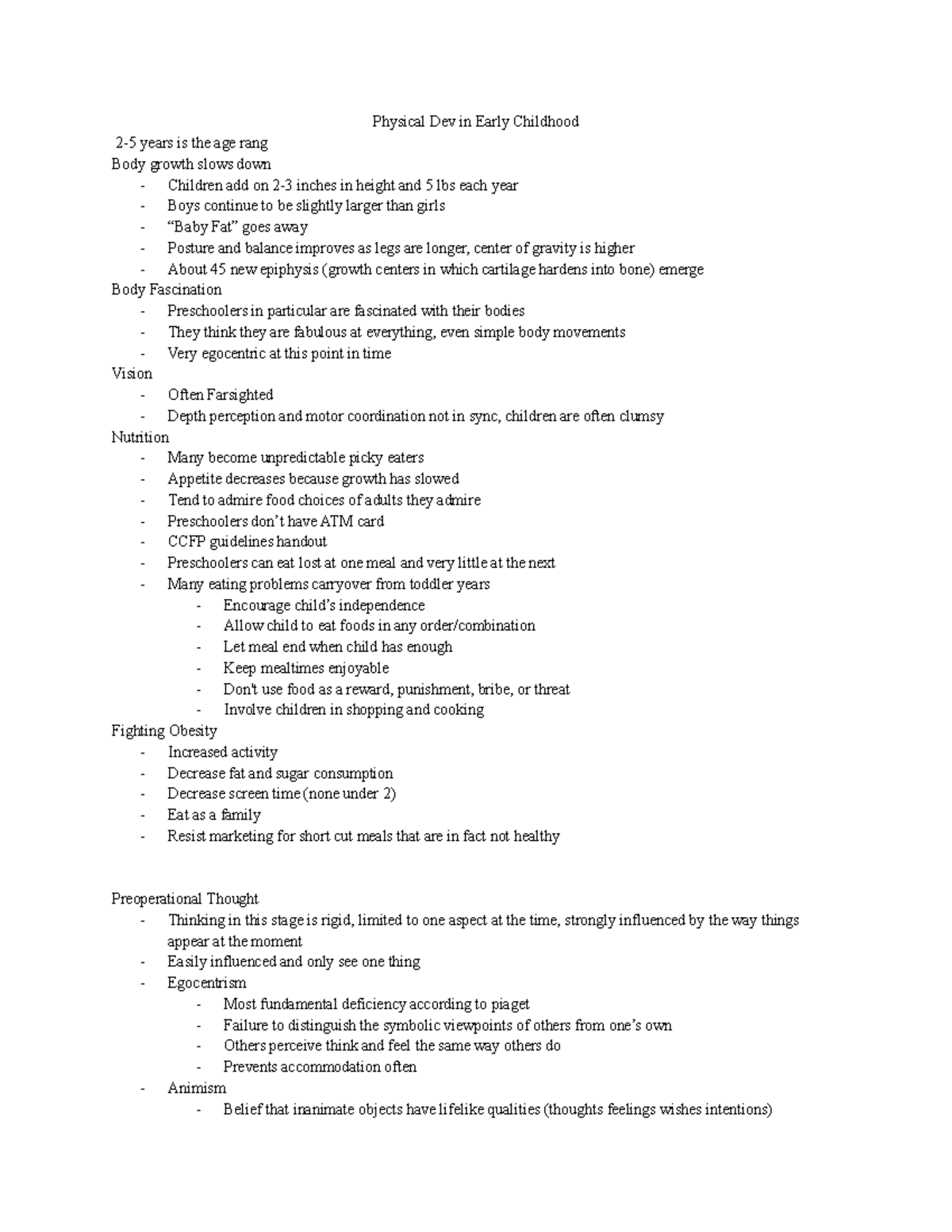 Human Dev Chapter 5 - Physical Dev in Early Childhood 2-5 years is the ...