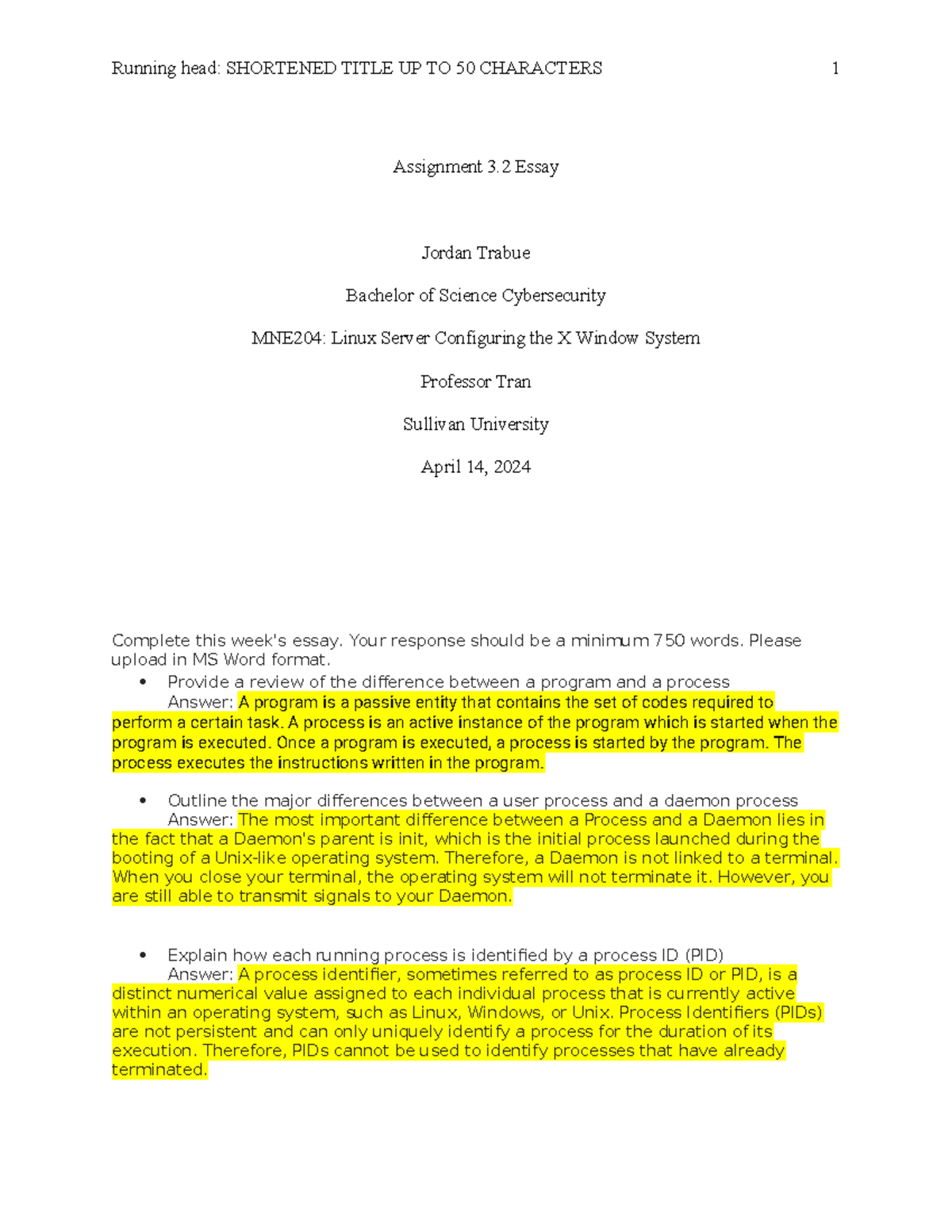 Assignment 3 OOJOJOPPJ Running head SHORTENED TITLE UP TO 50 CHARACTERS 1 Assignment 3