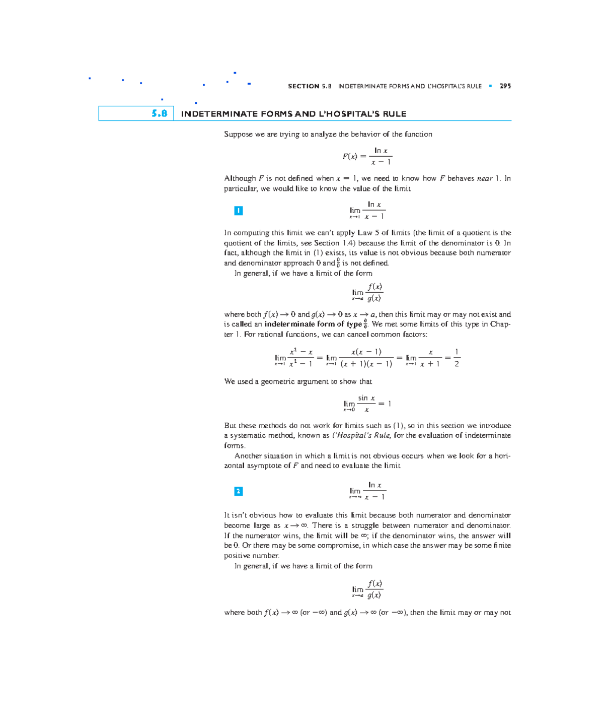 Math work ch - math work - ####### SECTION 5 INDETERMINATE FORMS AND L ...