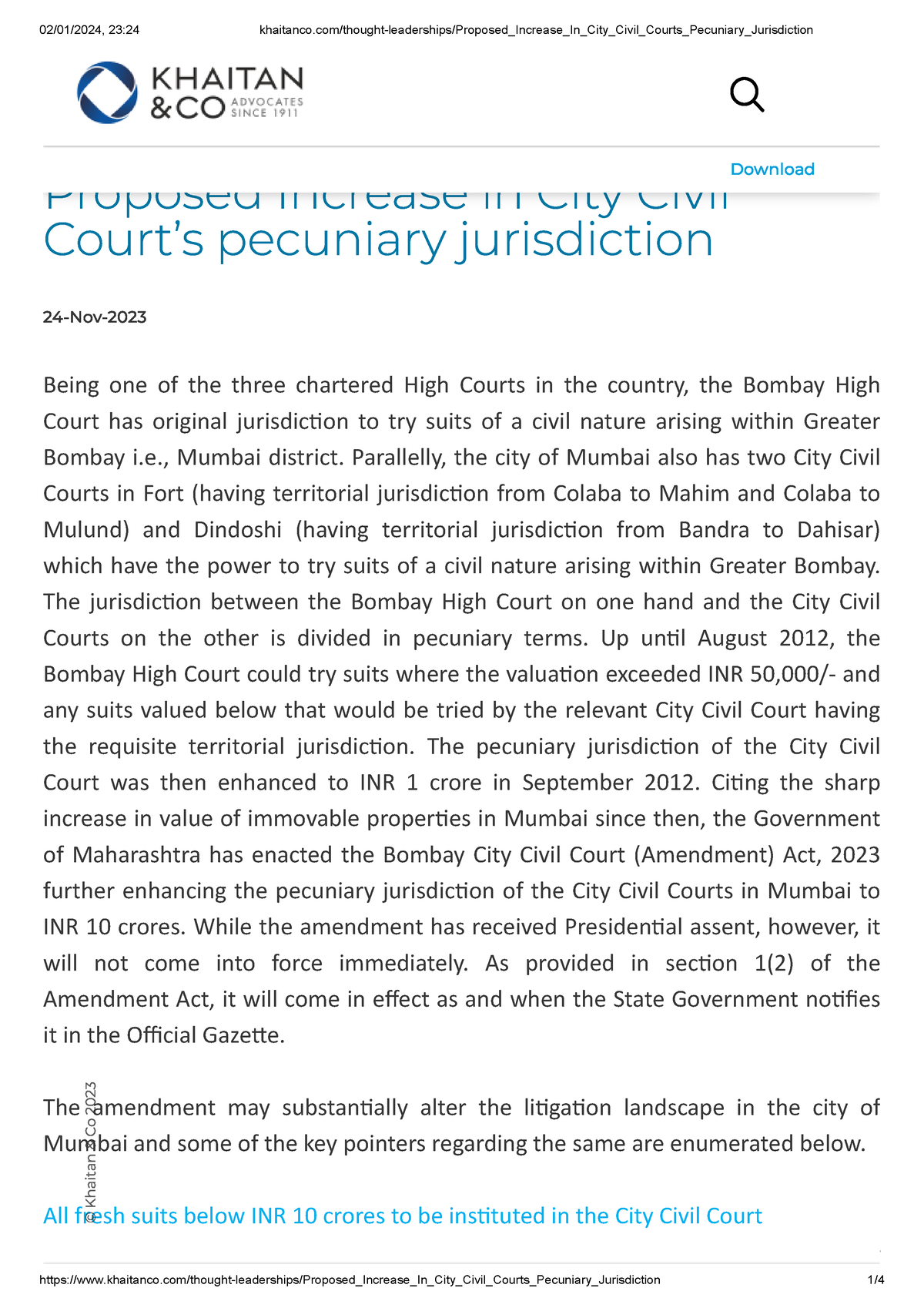 Proposed Increase In City Civil Courts Pecuniary Jurisdiction - Being ...