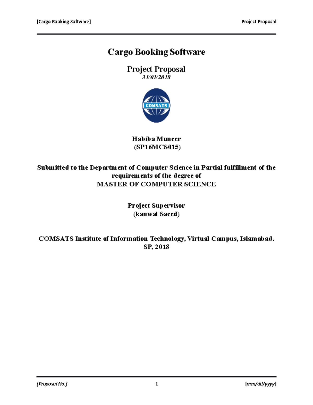 Proposal - asd - Cargo Booking Software Project Proposal 31/01/ Habiba ...