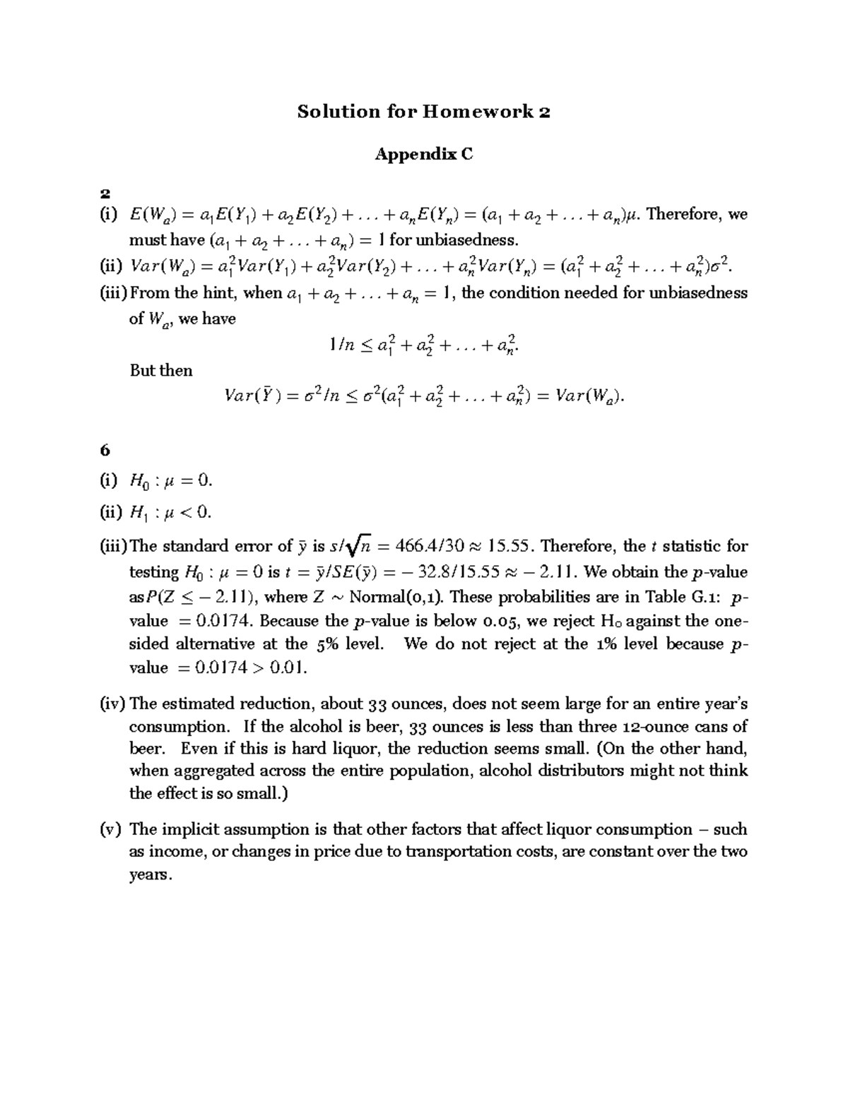 A2 Solution - Solution for Homework 2 Appendix C 2 (i). Therefore, we ...