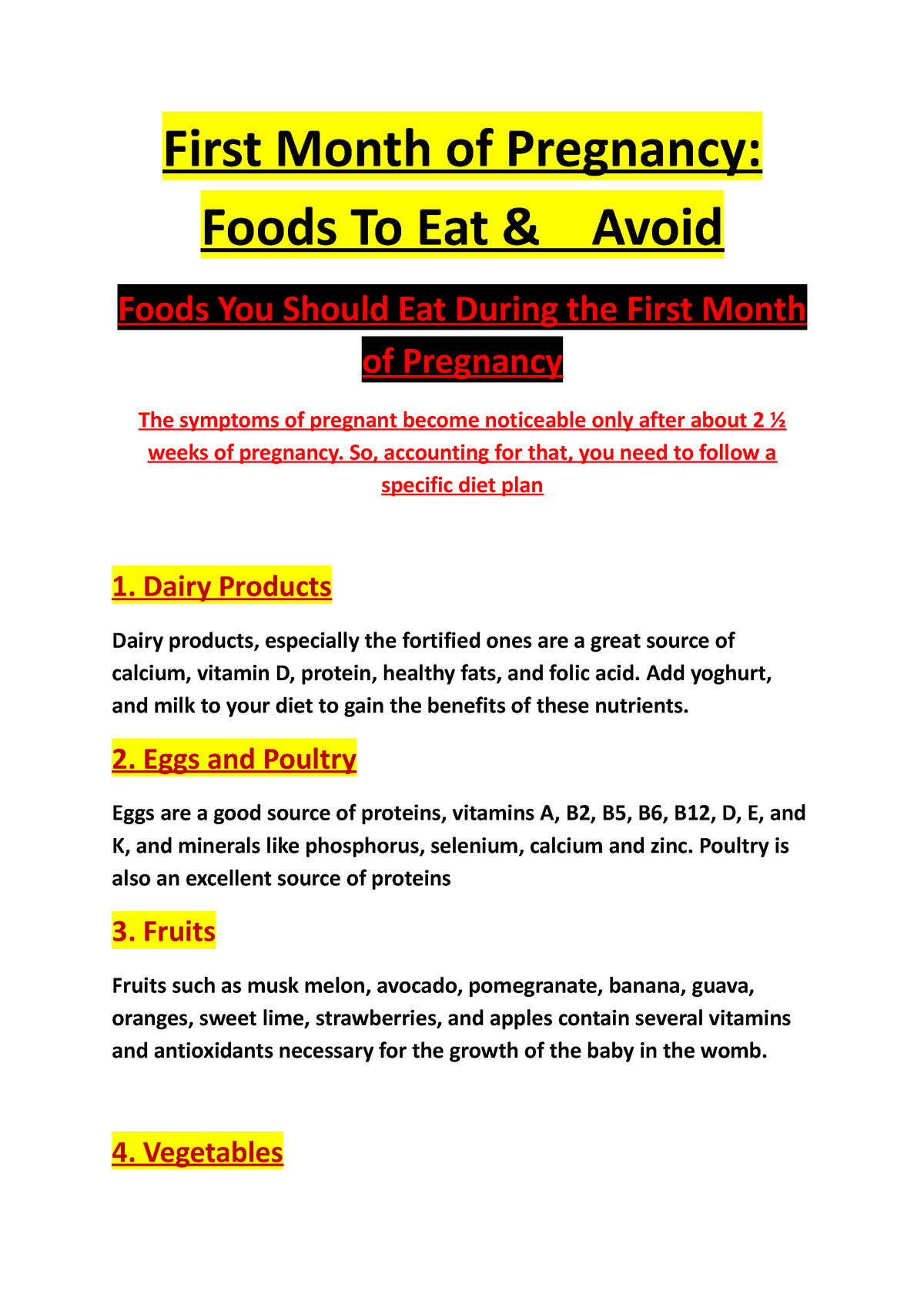 first-month-pregnancy-food-chart