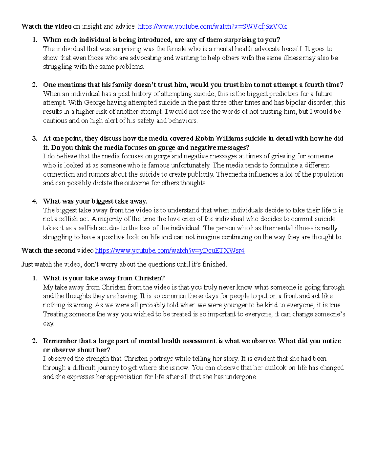 Suicide Worksheet Watch the video on insight and advice. youtube