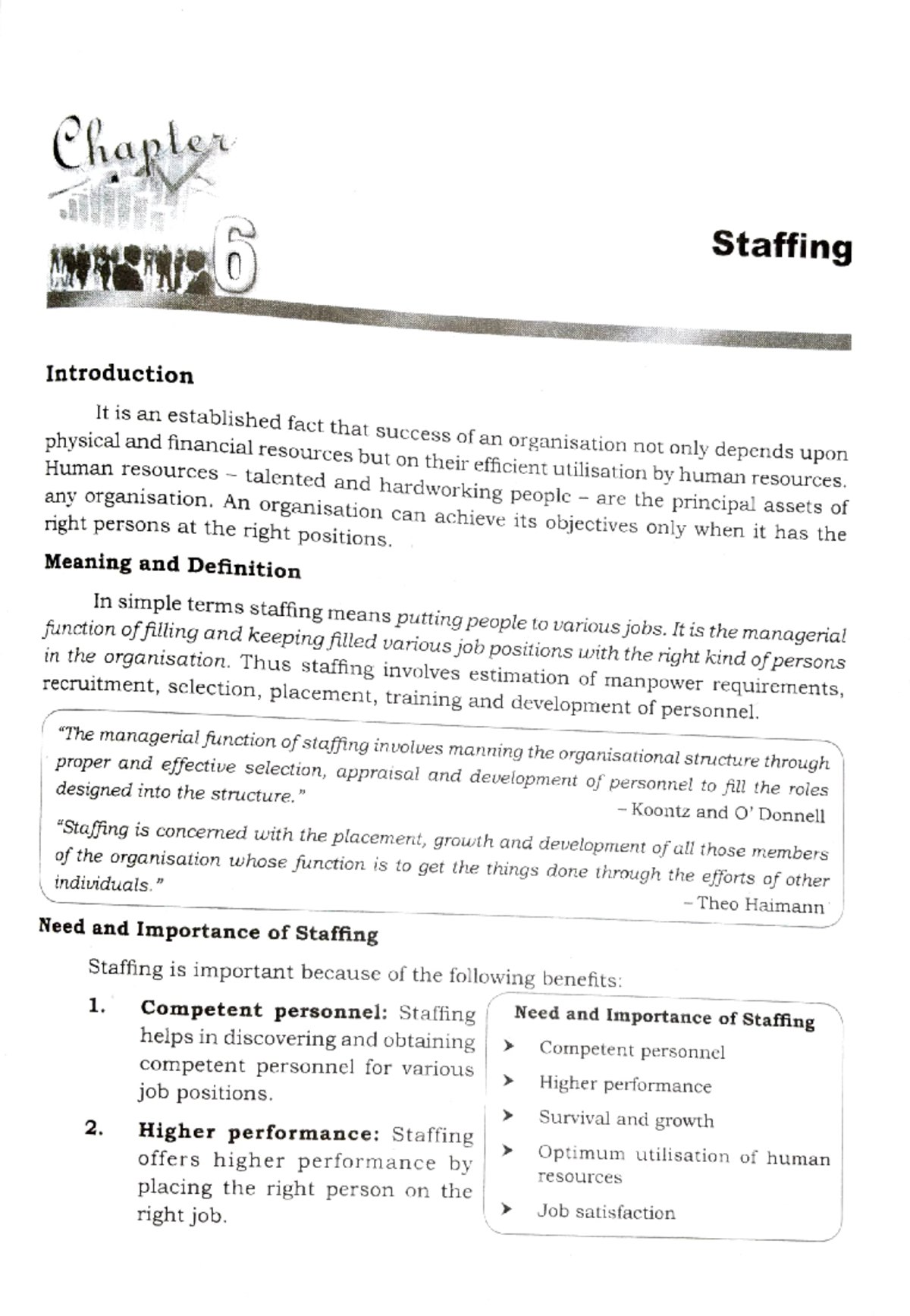 Staffing- functions of management - Chapl Staffing Introduction It is ...