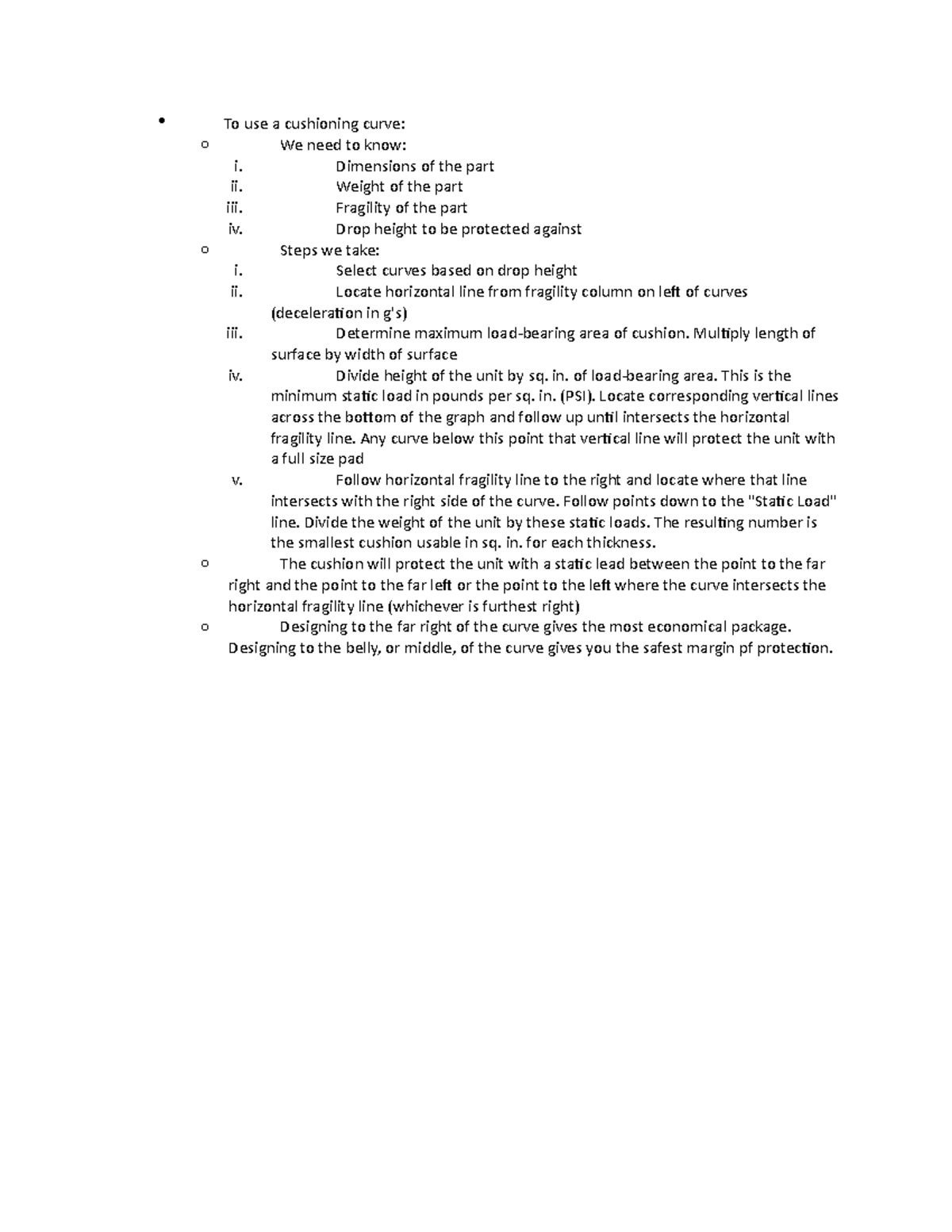 Cushioning Curves Lecture notes 9 To use a cushioning curve We