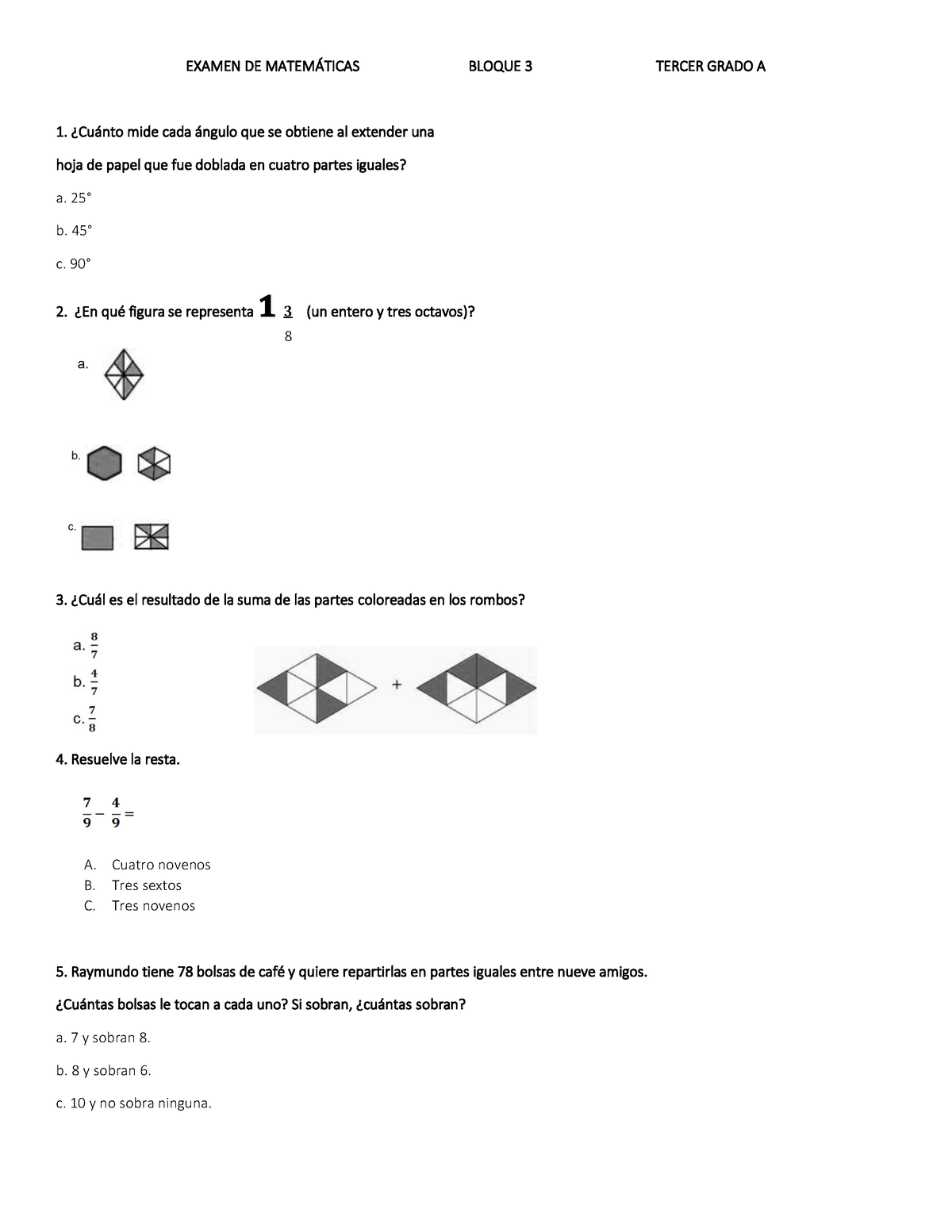 EXA MATE B3 Tercero - EXAMEN - EXAMEN DE MATEMÁTICAS BLOQUE 3 TERCER ...