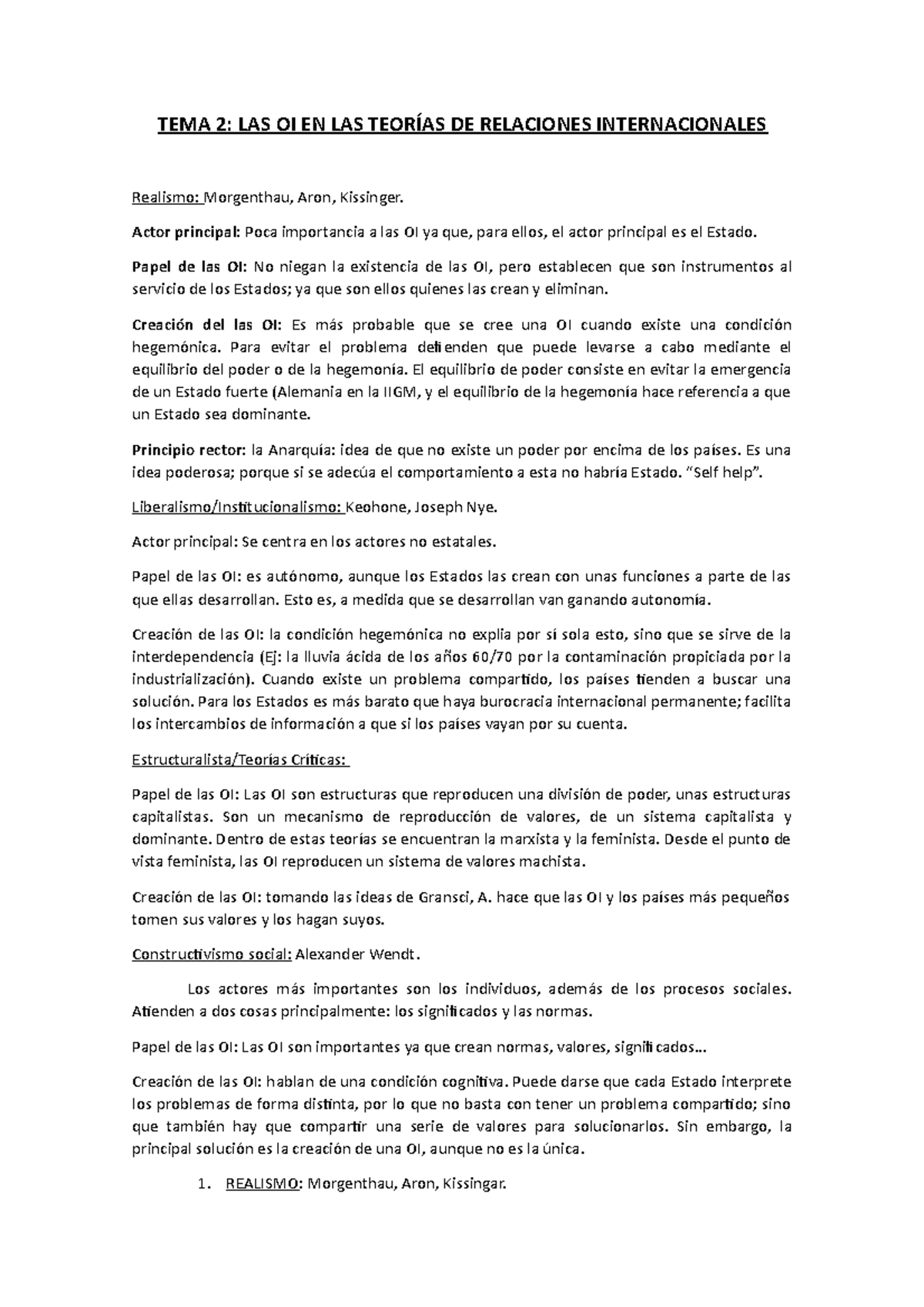 Tema 2 - Apuntes de la asignatura de Organizaciones Internacionales con ...