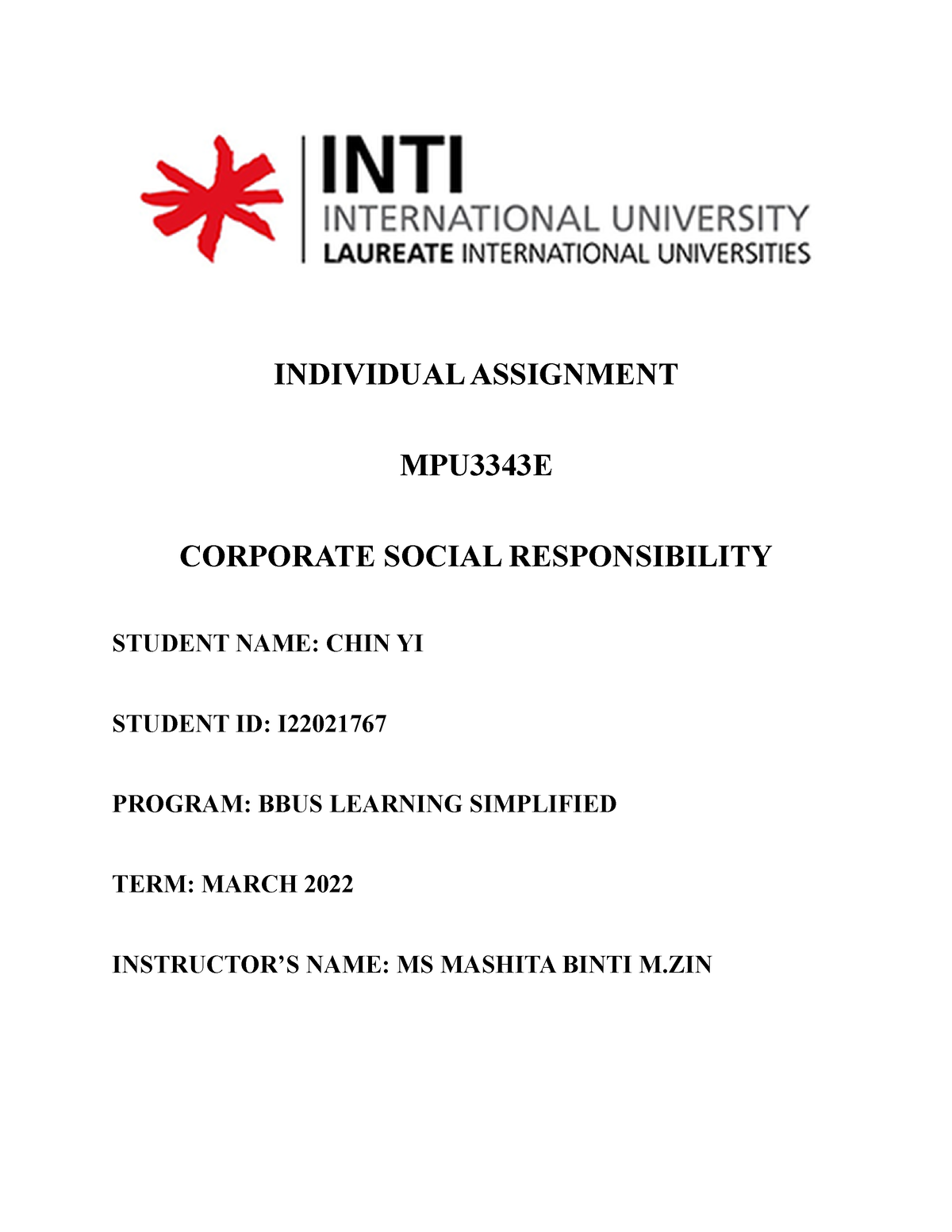 mpu 3343 corporate social responsibility individual assignment