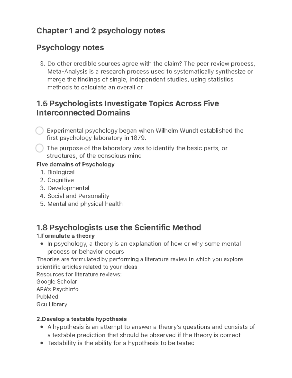 Chapter 1 And 2 Psychology Notes - 3. 1. 2. 3. 4. 5. Chapter 1 And 2 ...