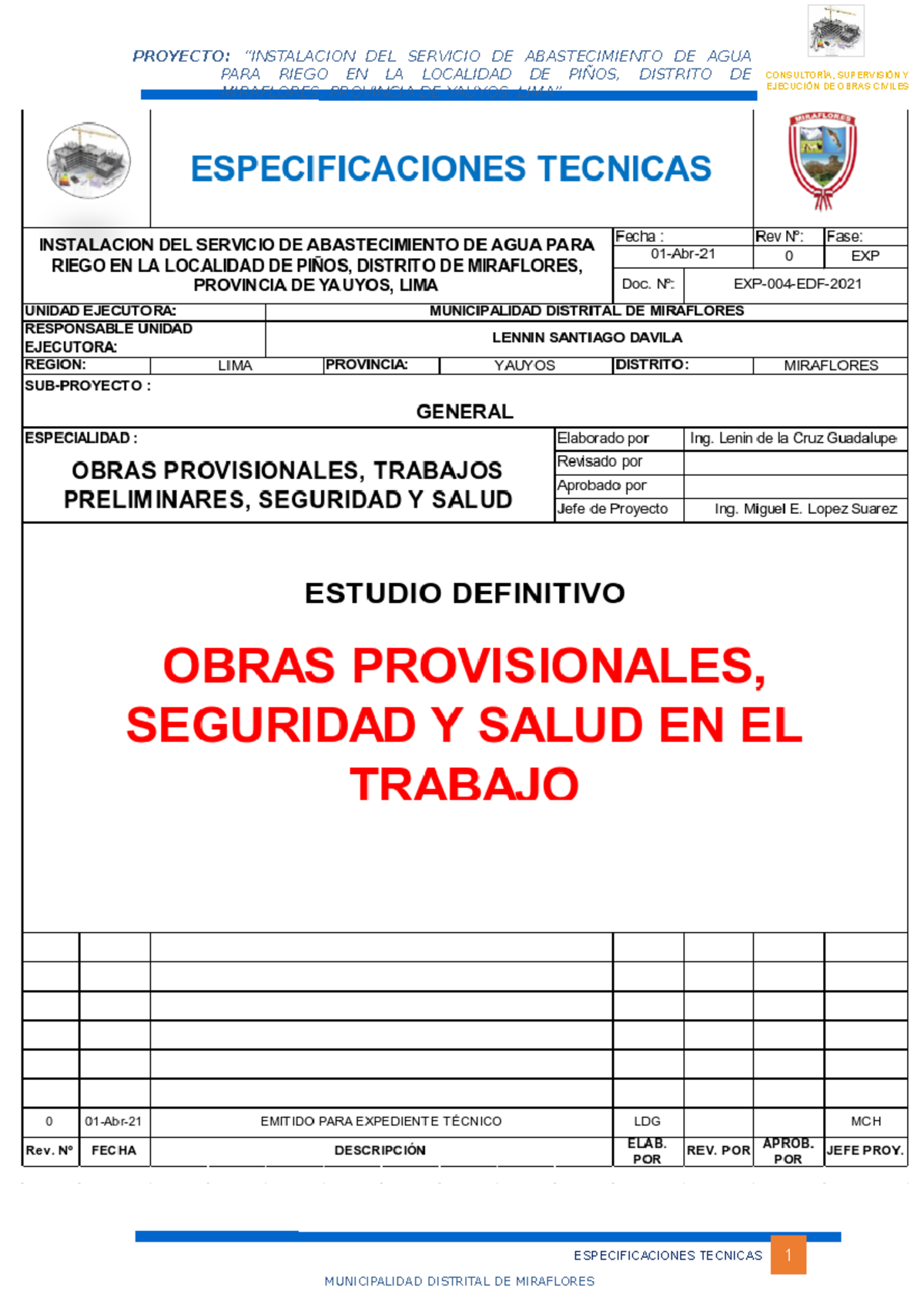 4.1 - Obras Provisionales - ESPECIFICACIONES TECNICAS 1 PARA RIEGO EN ...