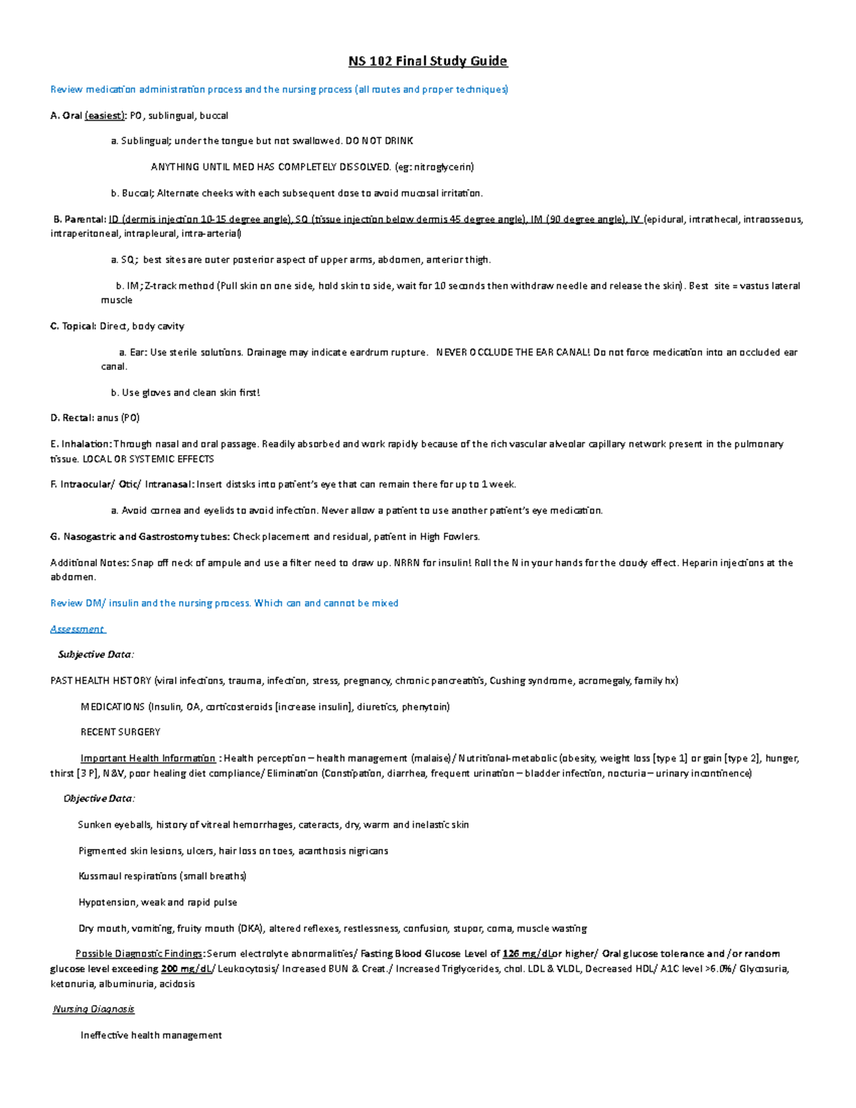 NS 102 Final Study Guide 2019-1 - NS 102 Final Study Guide Review ...