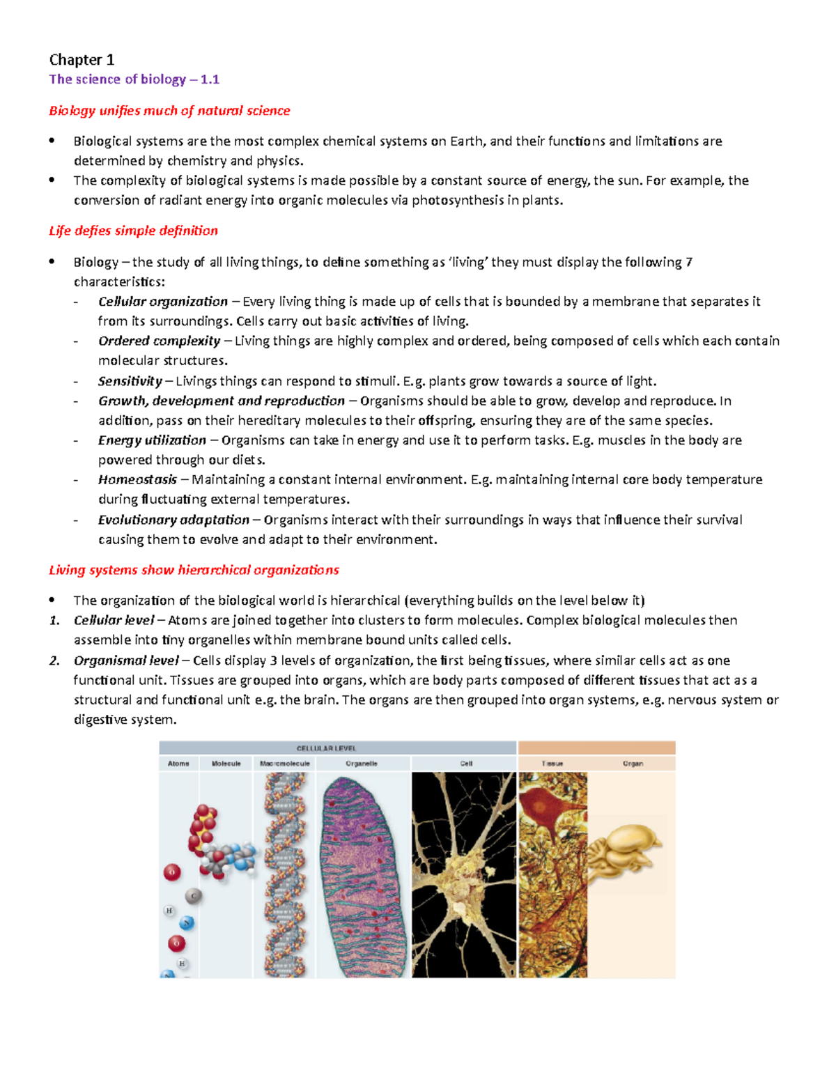 Chapter 1 - Science of biology - The science of biology – 1. Biology ...