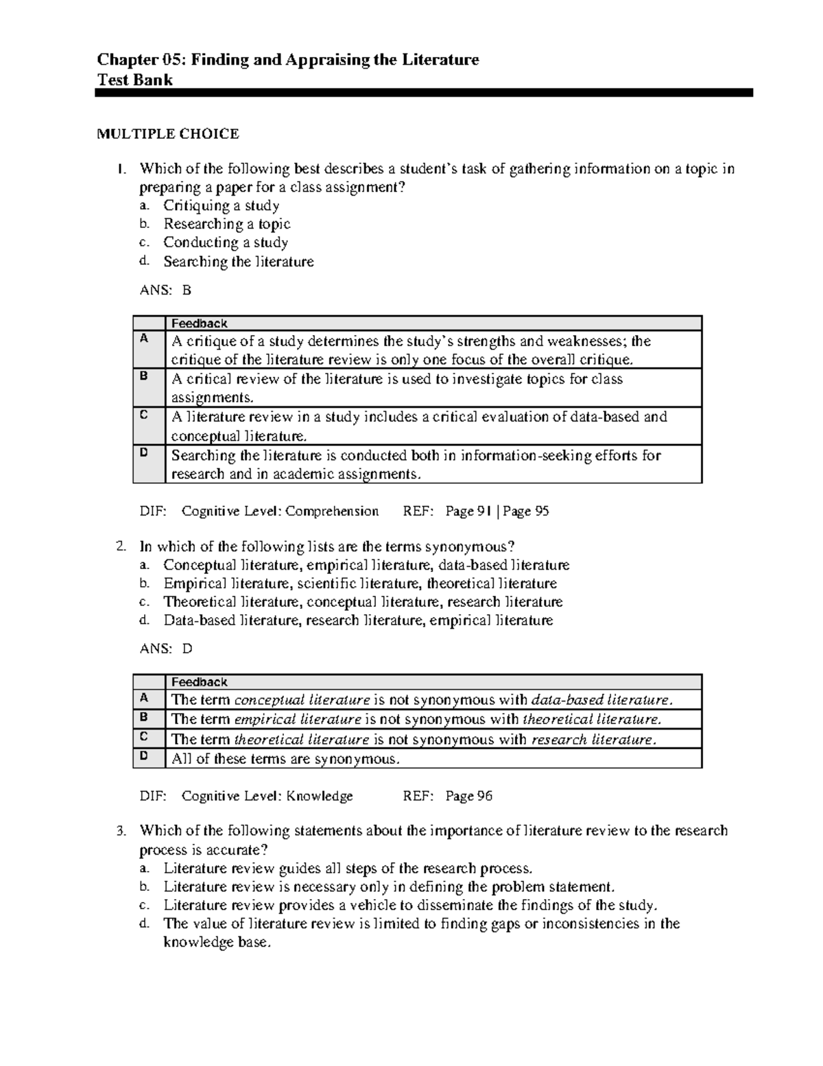 Sample/practice exam 2019, questions and answers - Chapter 05: Finding ...