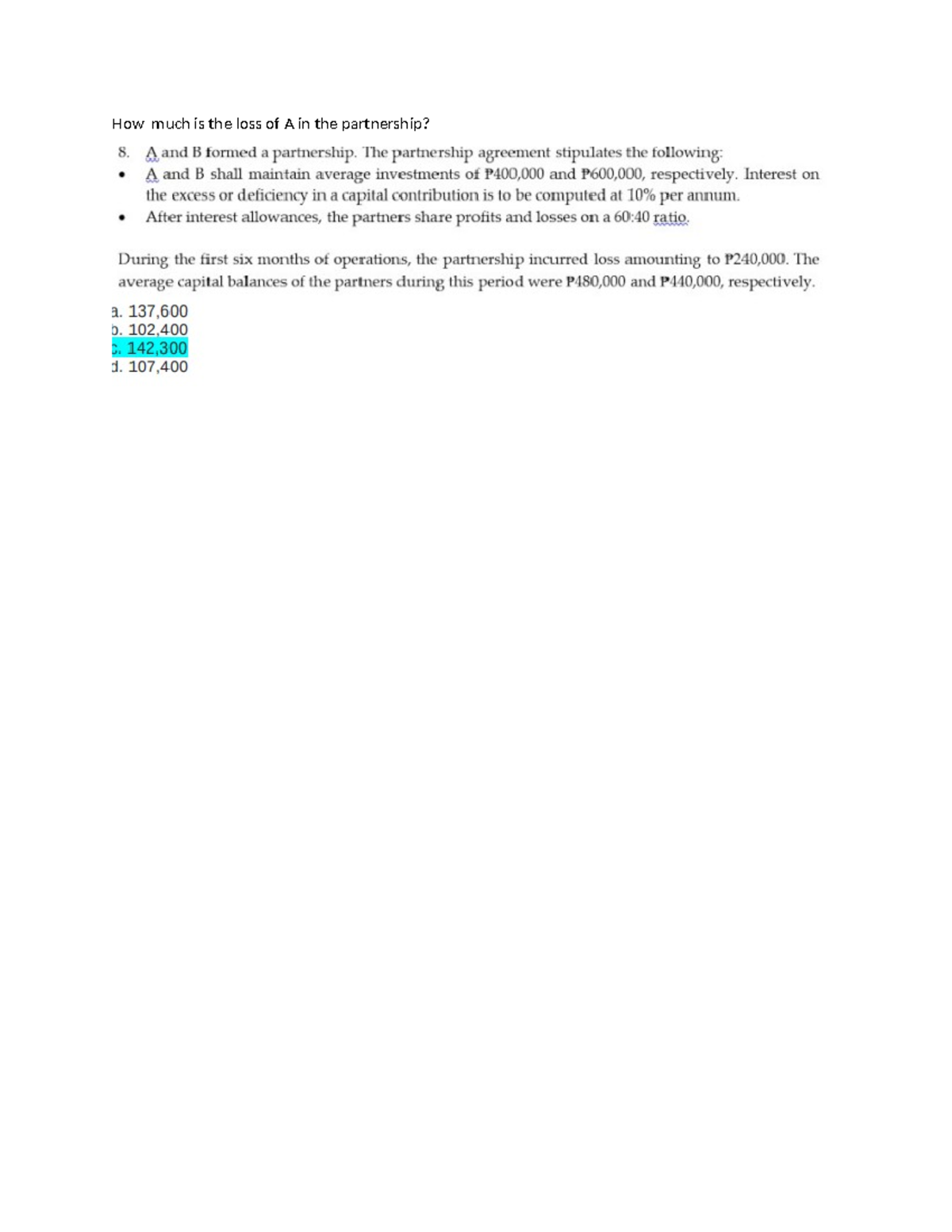 A closer look at Business Partnership Cumulative Loss
