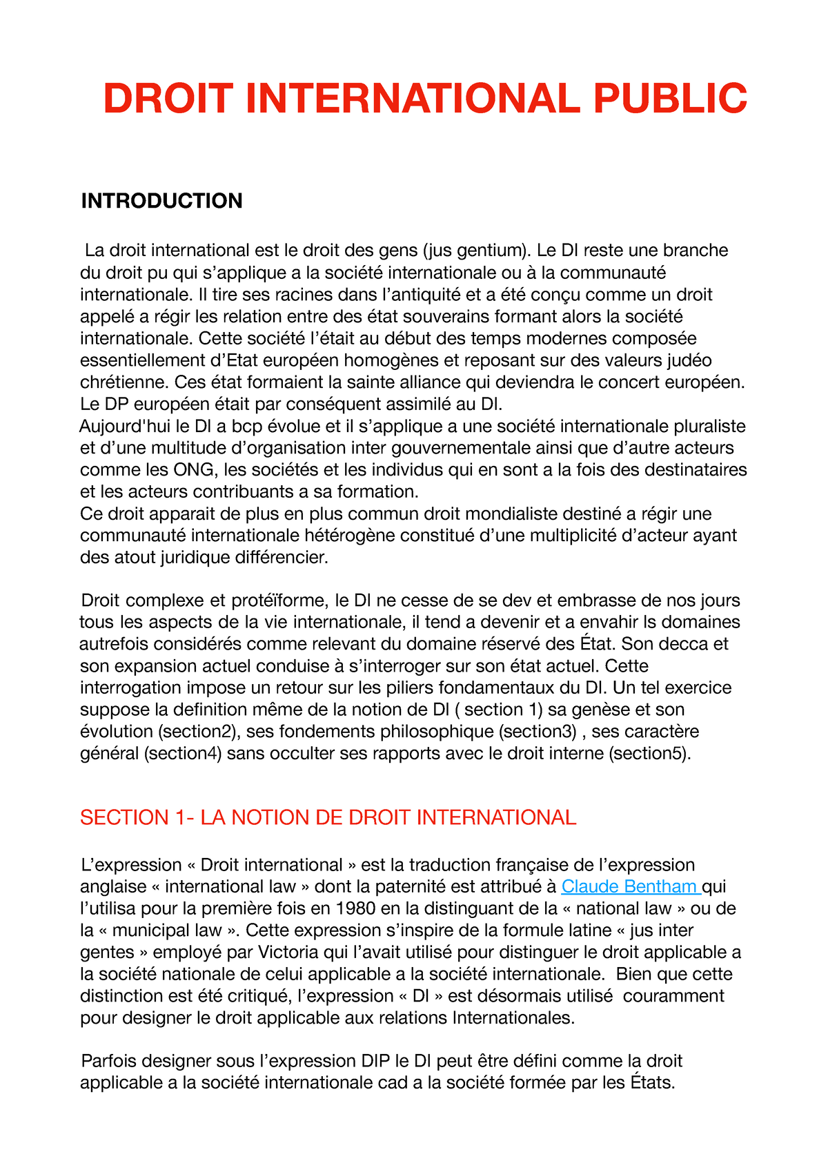 Droit International Public S5 ( Cours) - DROIT INTERNATIONAL PUBLIC ...