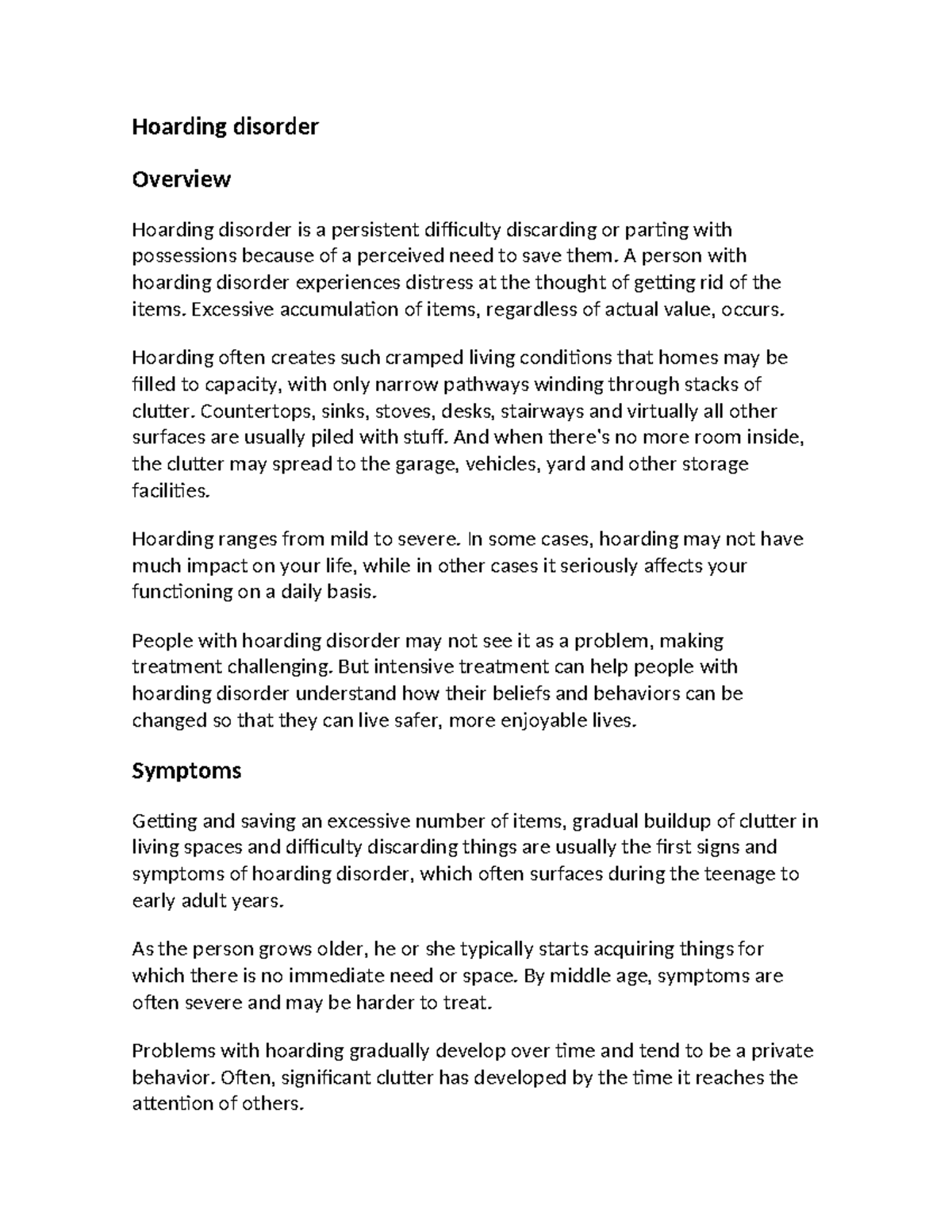 Hoarding disorder - Texto práctica psicología - Hoarding disorder ...
