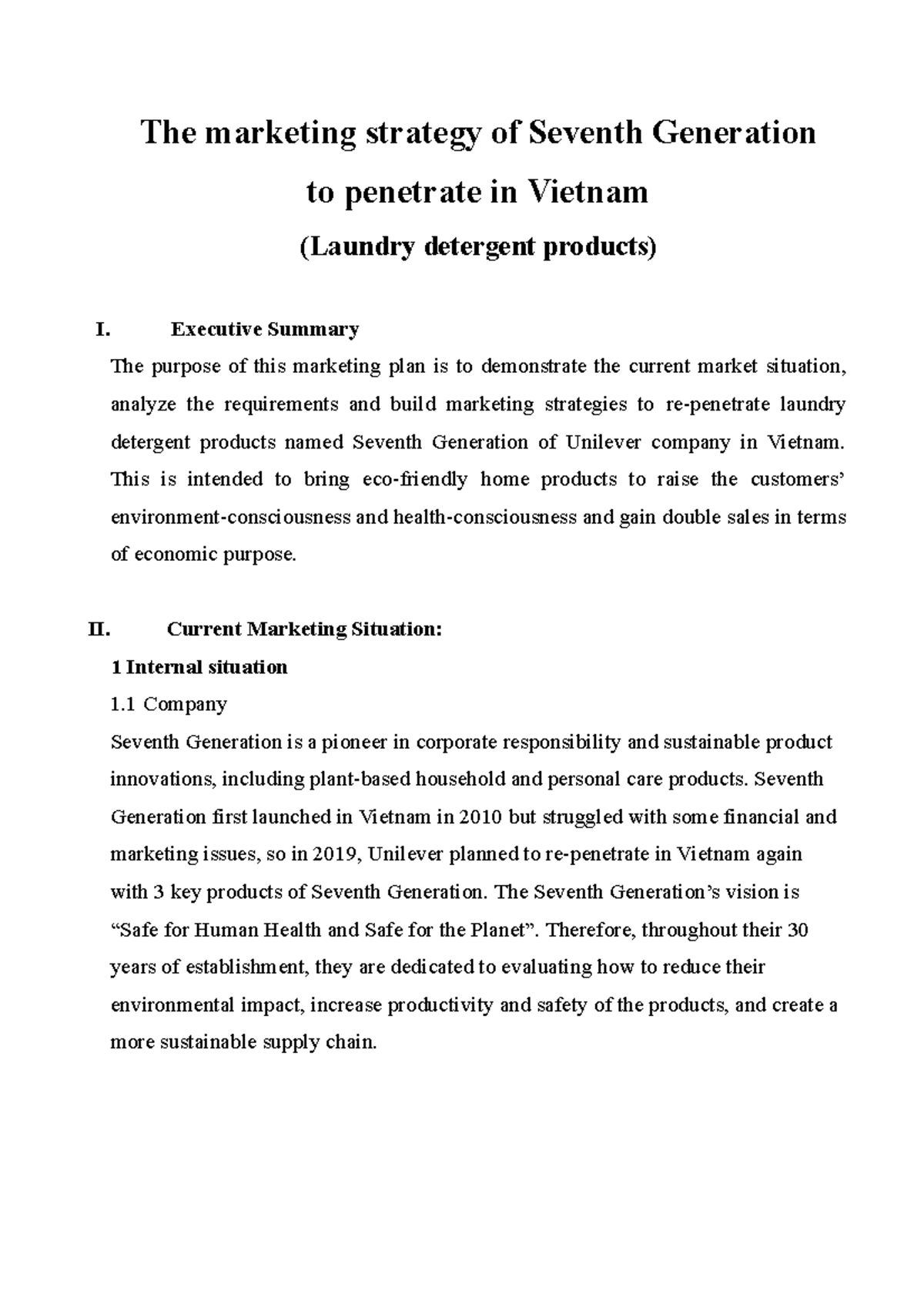 Group 3 Seventh Generation The marketing strategy of Seventh