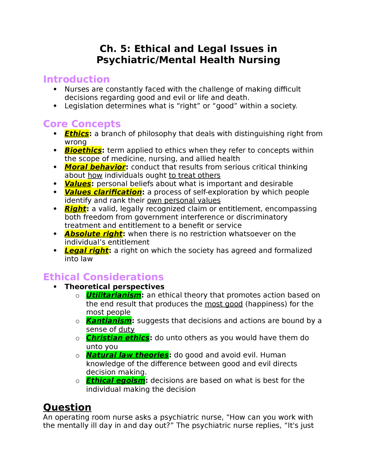 legal and ethical issues in mental health nursing essay