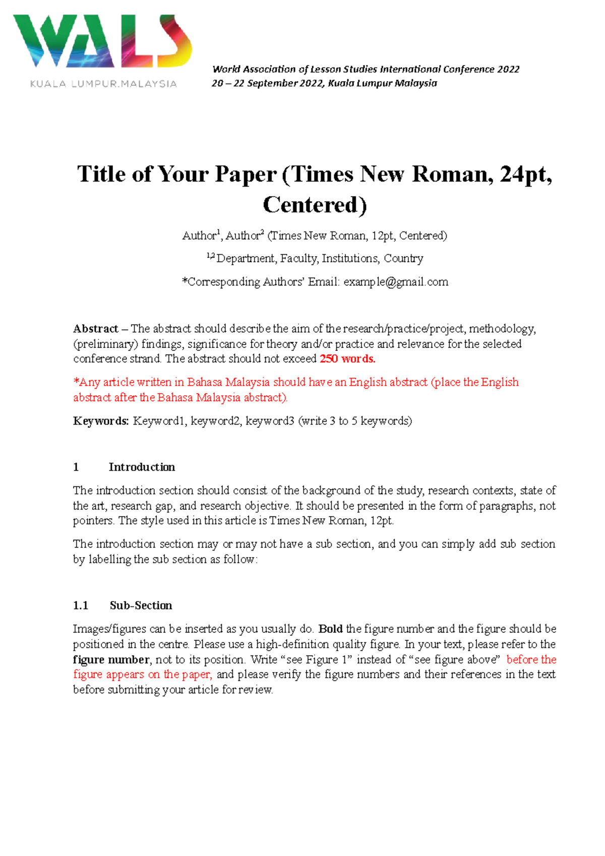 Template artikel Wals 2022 World Association of Lesson Studies