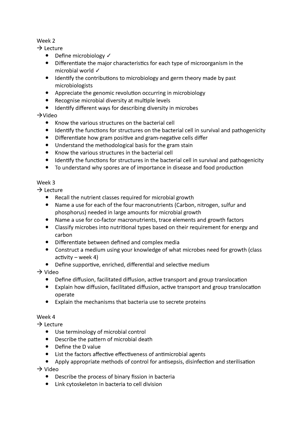 General Microbiology Exam Cheat Sheet Week 2 Lecture Define 