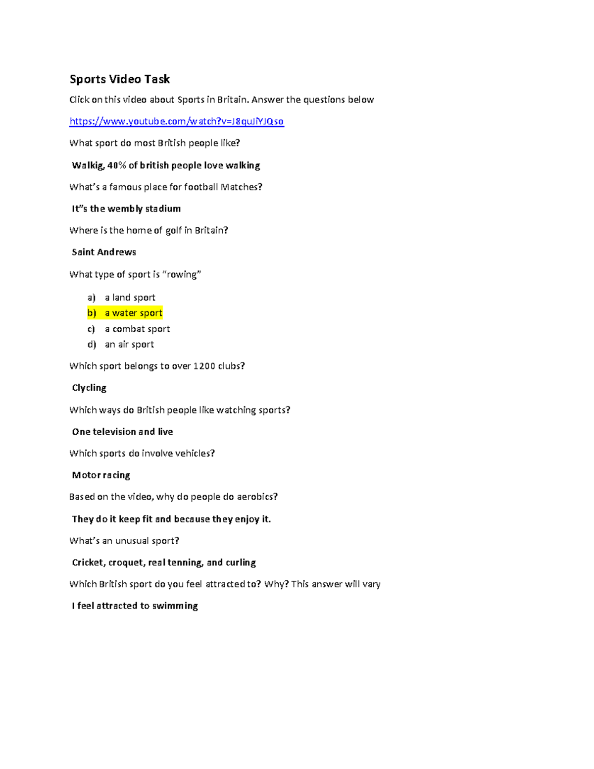 Sports Video Task - Tarea de ingles de la universidad modulo 1 - Sports ...