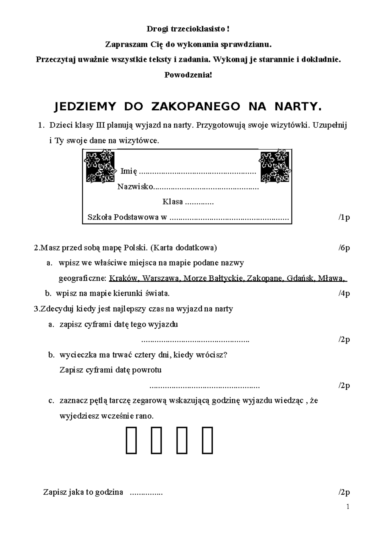 Sprawdzian Po Półroczu Klasa 5