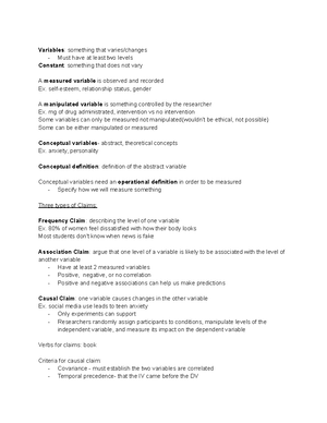 PSY 230 - Chapter 5 Reading Notes - PSY 230 - Chapter 5: Identifying ...