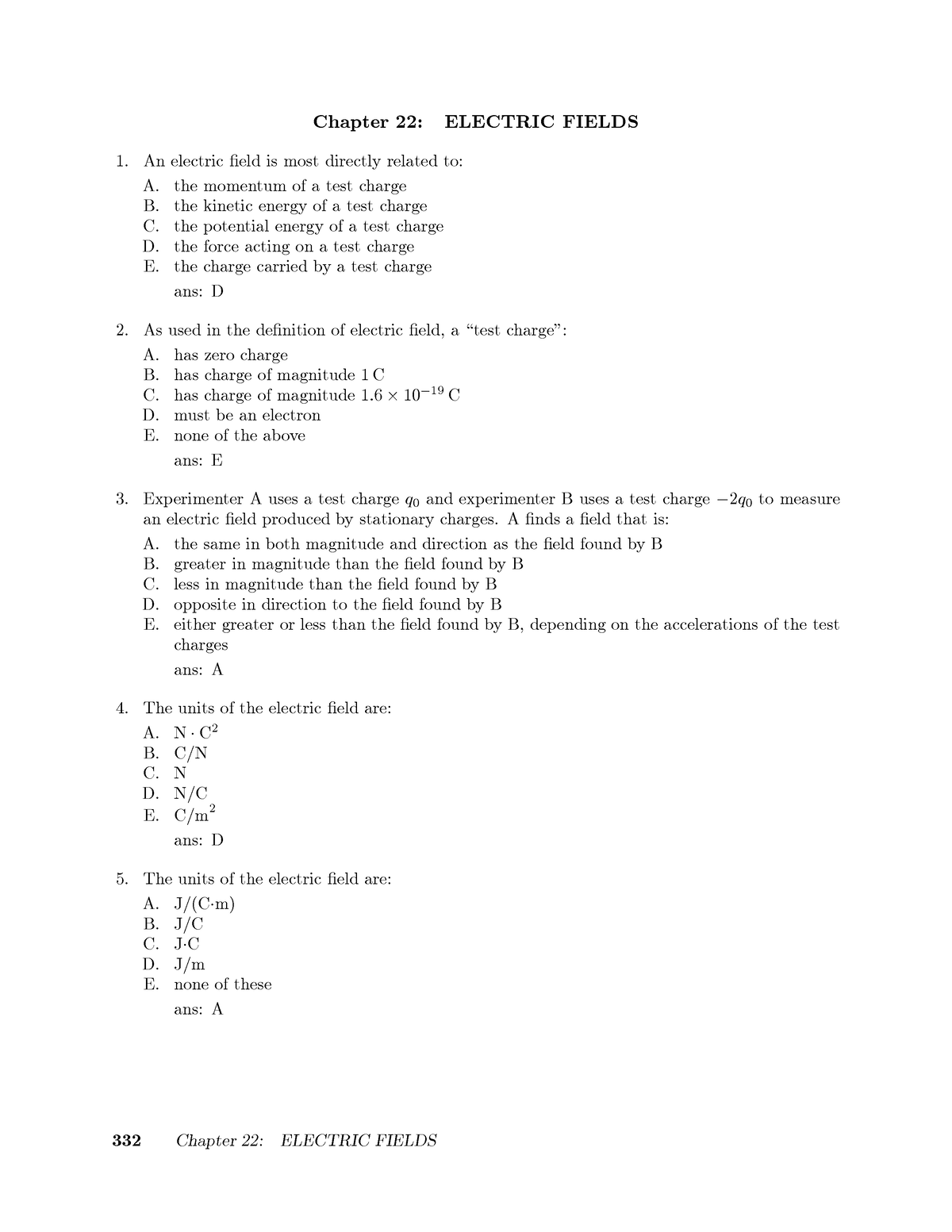 22-electric-fields-tb Ch22 - Chapter 22: ELECTRIC FIELDS 1. An Electric ...