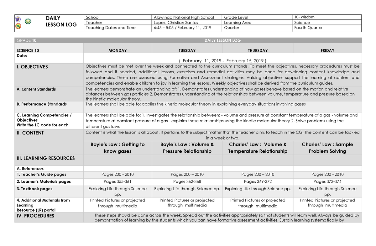 Pdfcoffee.com Science-dll-for-grade-10-v2-4-pdf-free - Copy - DAILY ...