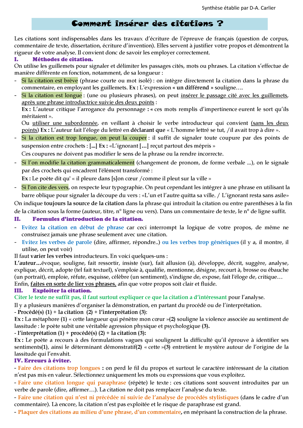 comment faire une dissertation a partir d'une citation