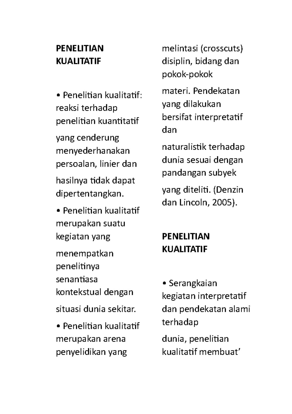 1 - Catatan - PENELITIAN KUALITATIF Penelitian Kualitatif: Reaksi ...