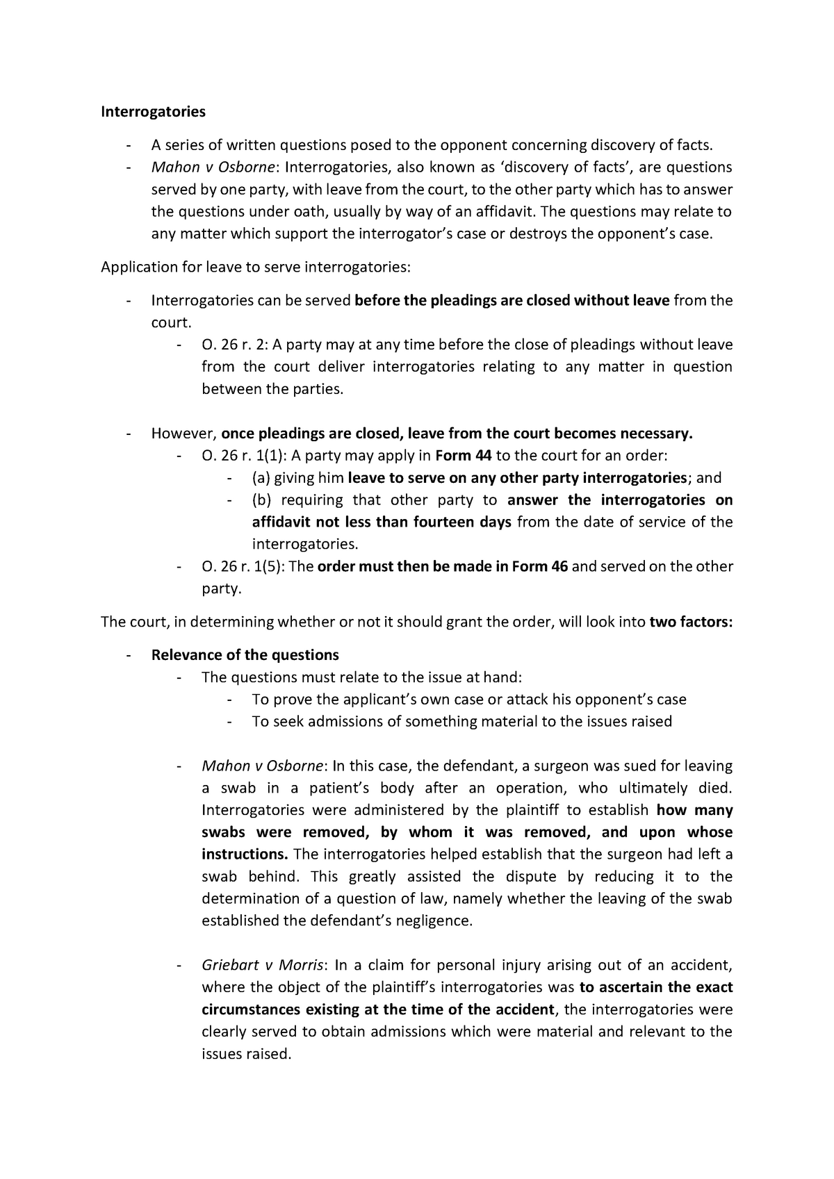 Interrogatories - Appeals - Interrogatories A series of written ...