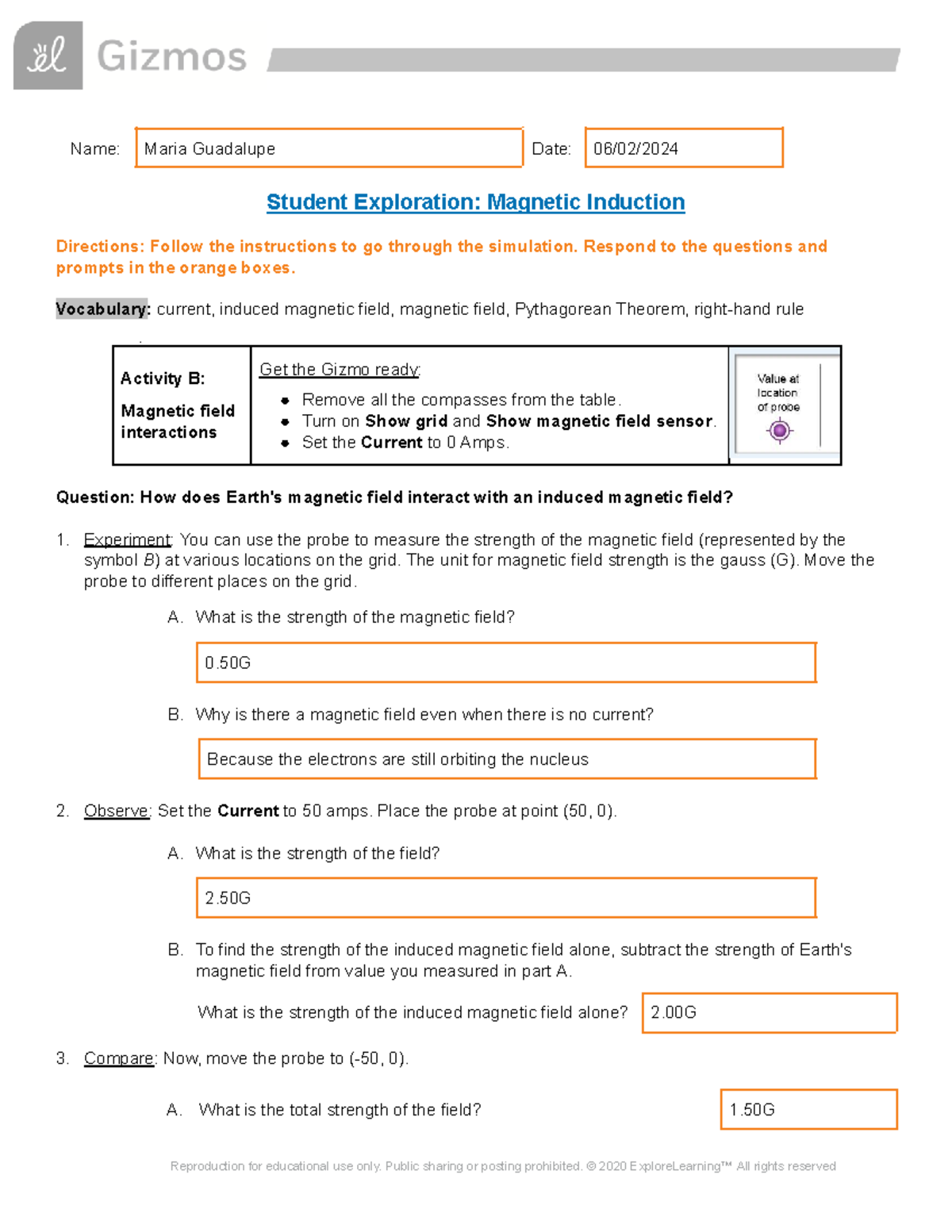 Gizmo Induction part B Name Maria Guadalupe Date 06/02