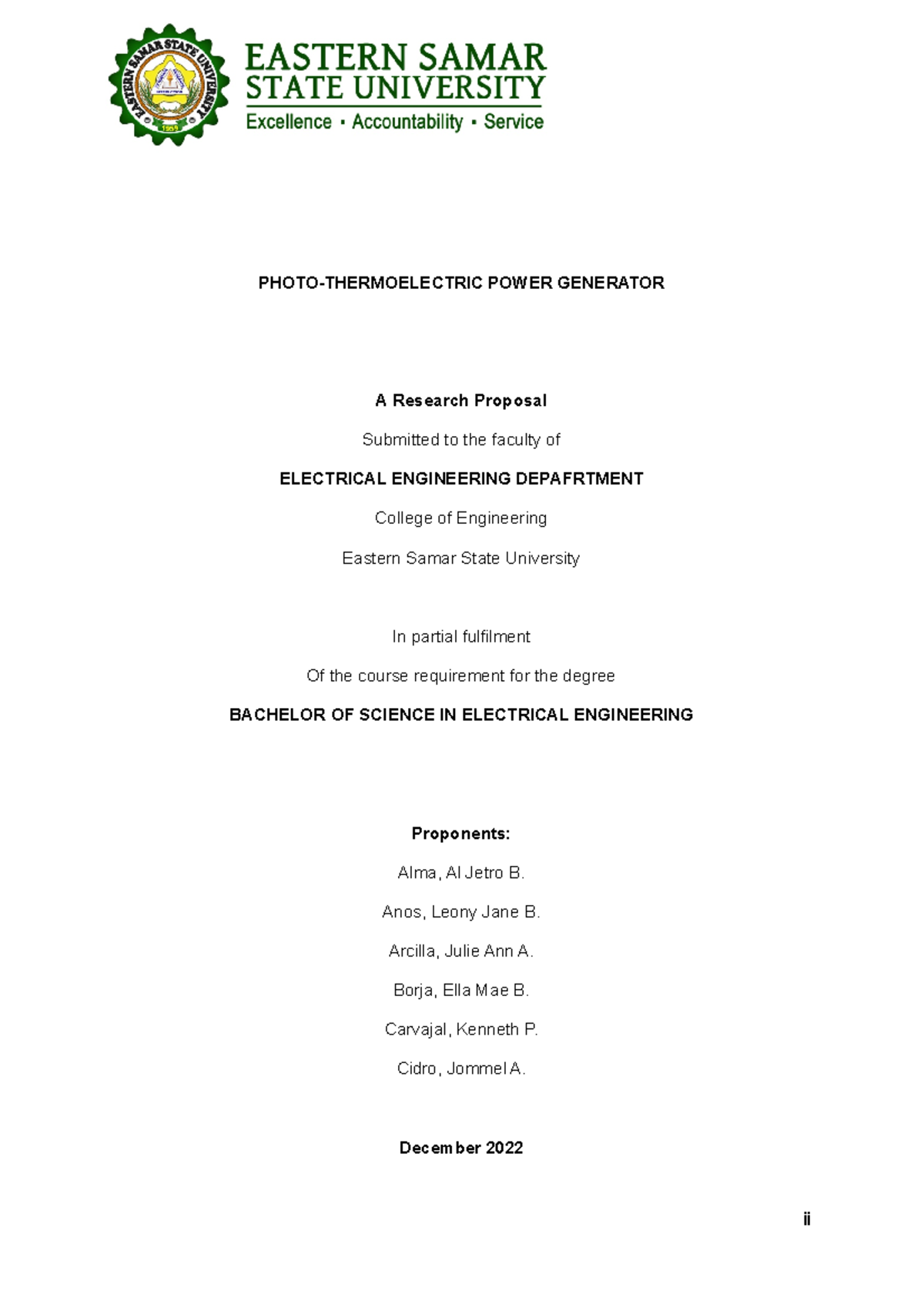 research proposal electrical power engineering