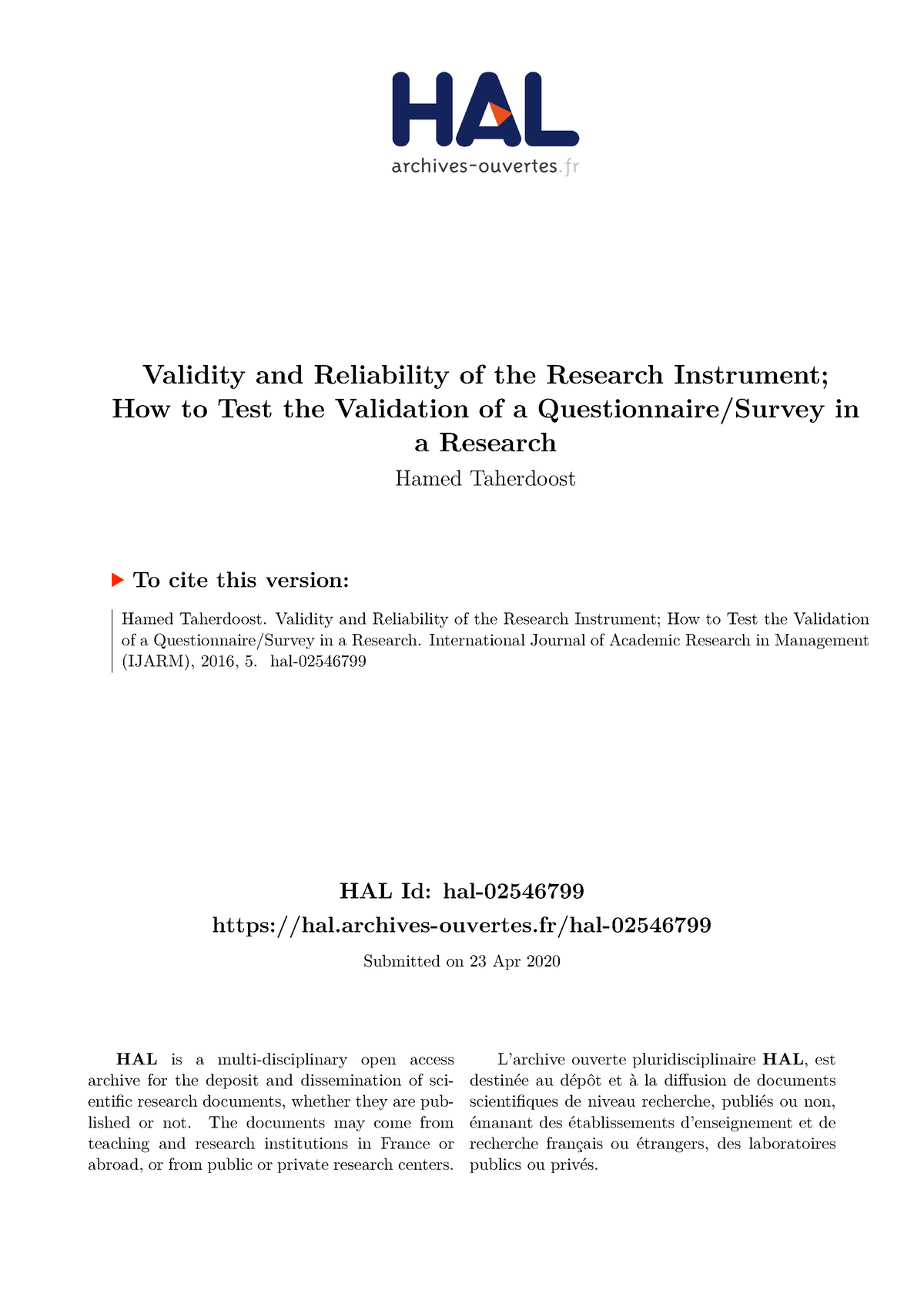 how to make a validation of research instrument