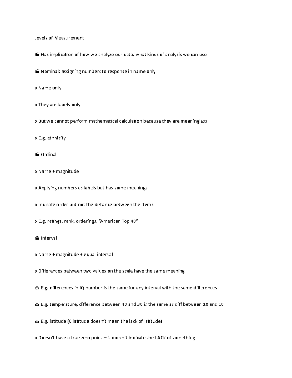 Levels of Measurement - Levels of Measurement Has implicaton of how we ...