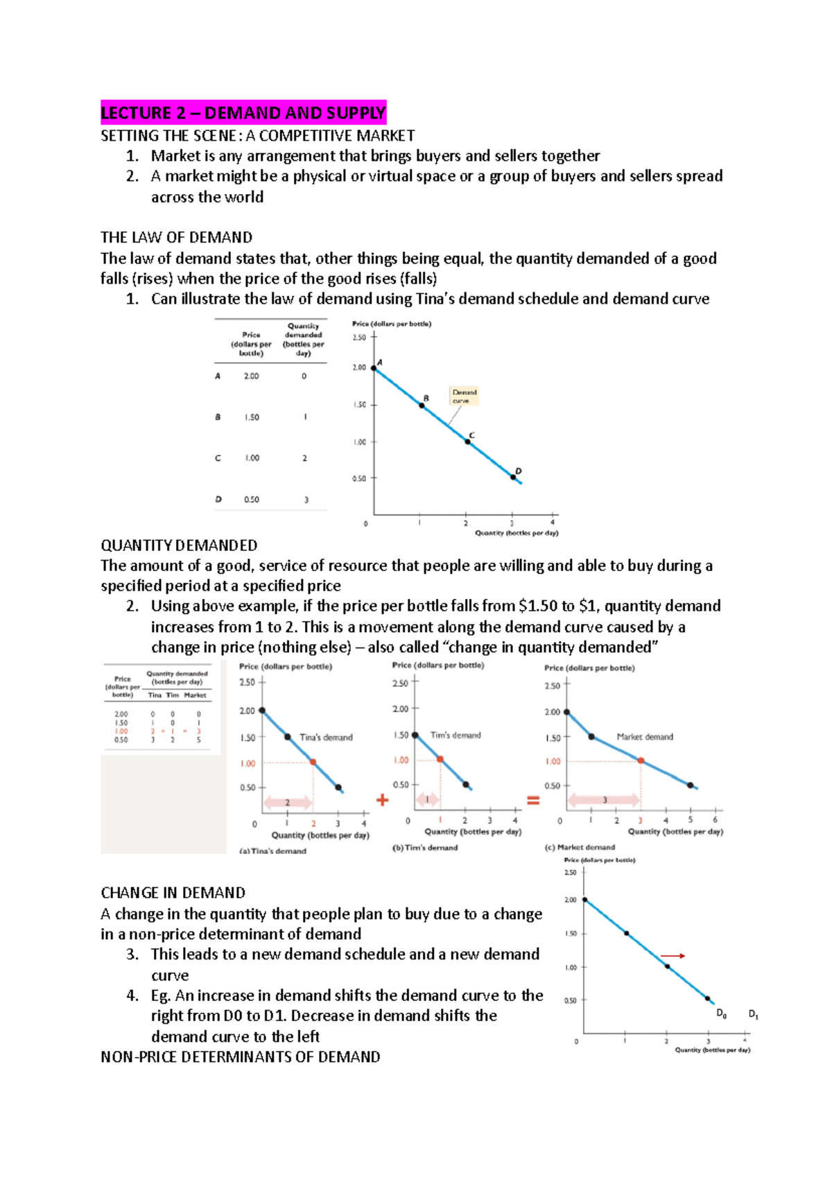 EFB231 Lecture 2 - LECTURE 2 – DEMAND AND SUPPLY SETTING THE SCENE: A ...