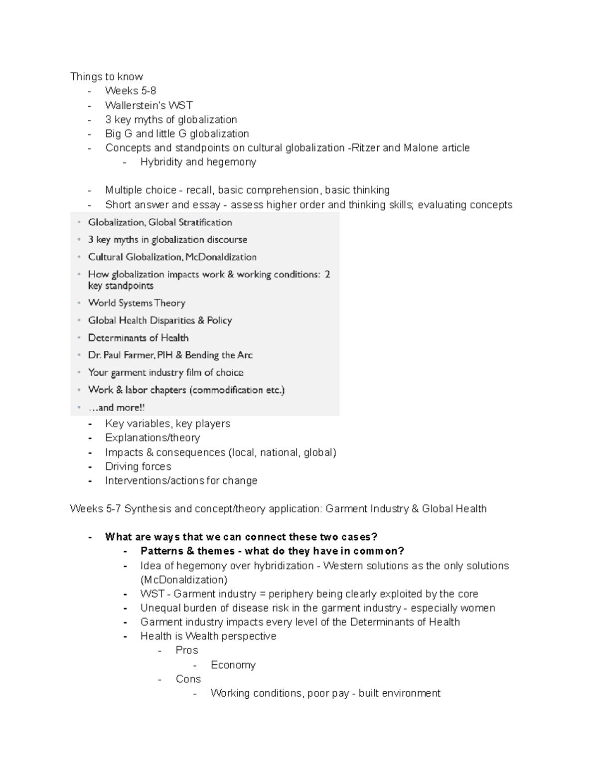 Week 8 Live Class Notes - Chiaraluce - Things to know - Weeks 5 ...