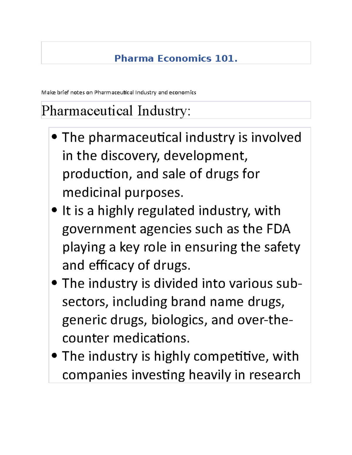 Pharmaindustry - Pharma industry notes - Pharma Economics 101. Make ...