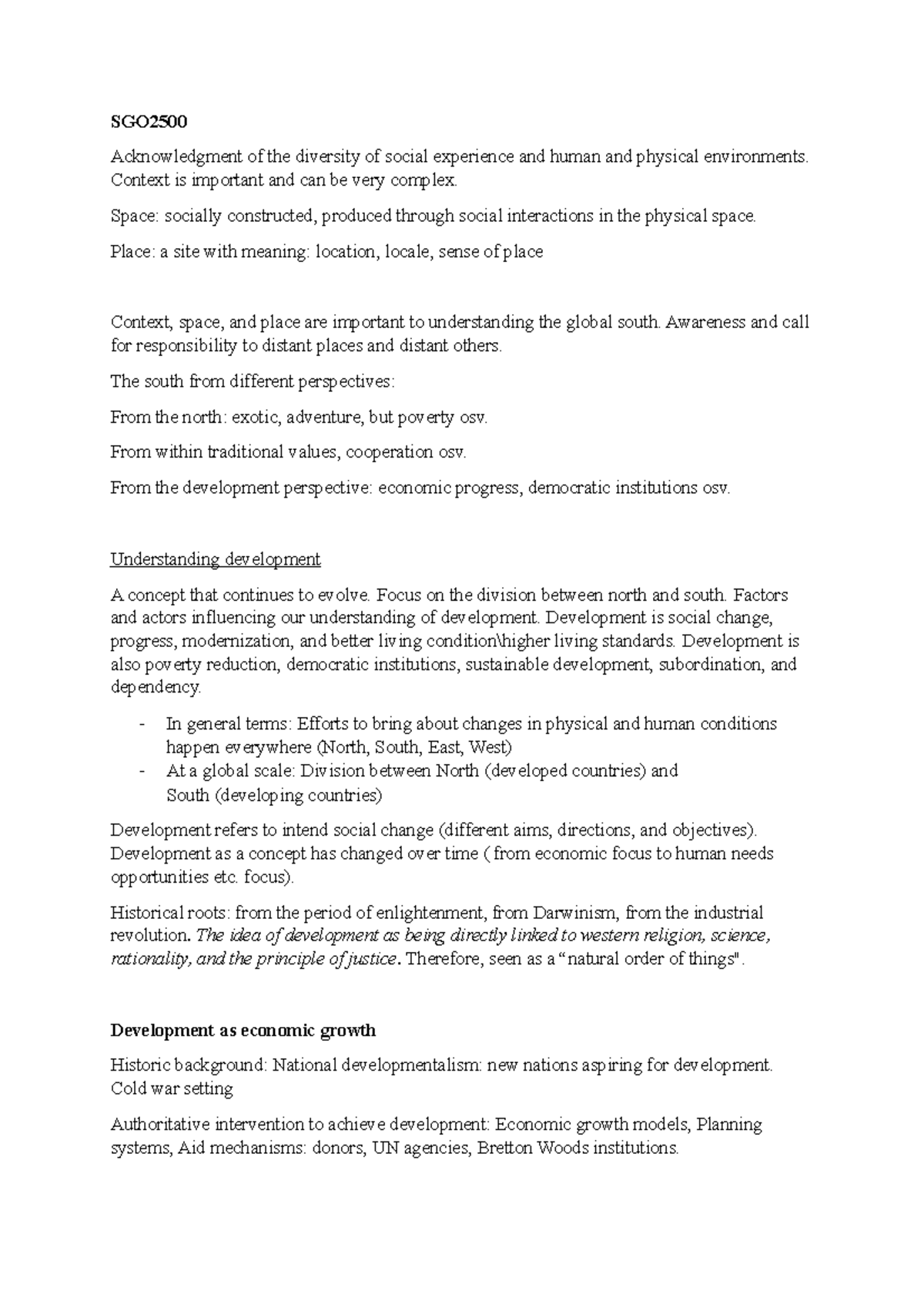 SGO2500 - Notater fra forelesning - SGO Acknowledgment of the diversity ...