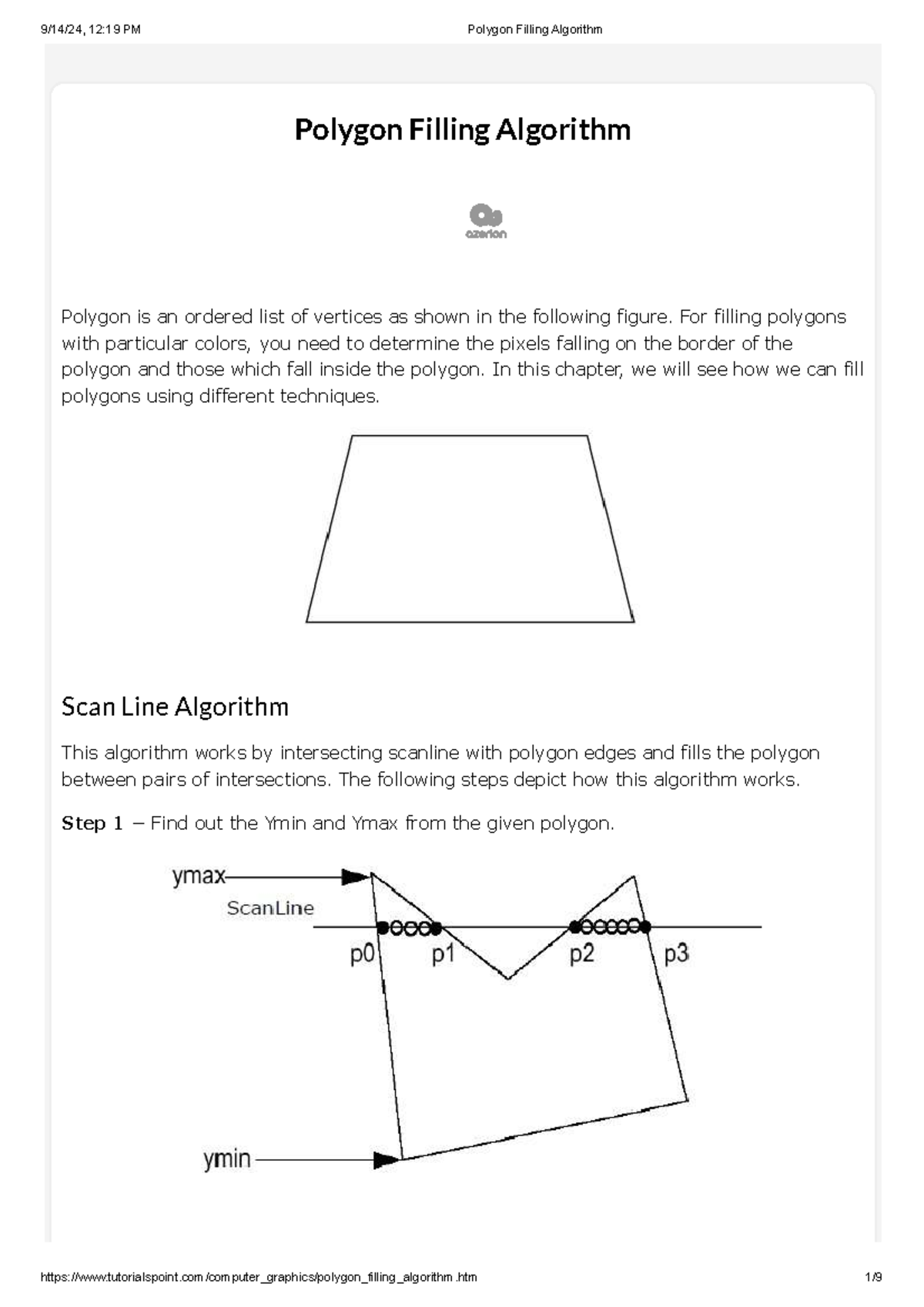 Polygon Filling Algorithm - Polygon Filling Algorithm Polygon is an ...