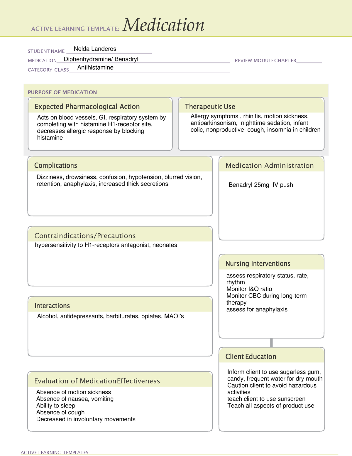 Diphenhydramine Ati Medication Template For Lab Activ vrogue co