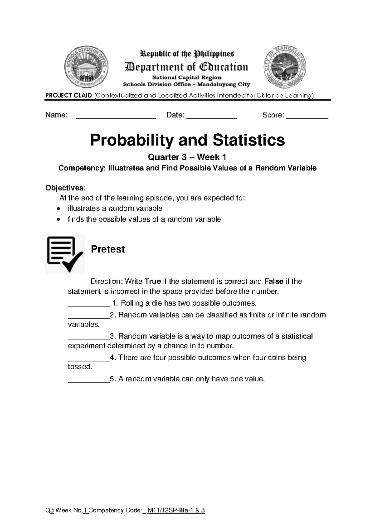 Stat Prob Q3 GR11-WEEK-1 - PROJECT CLAID (Contextualized And Localized ...