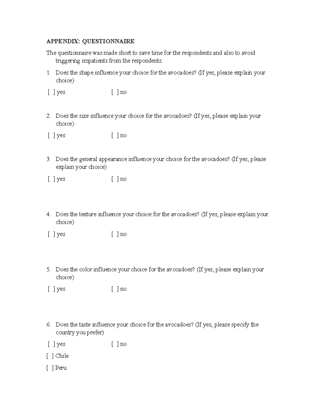 Camposol Questionbaire - APPENDIX: QUESTIONNAIRE The questionnaire was ...