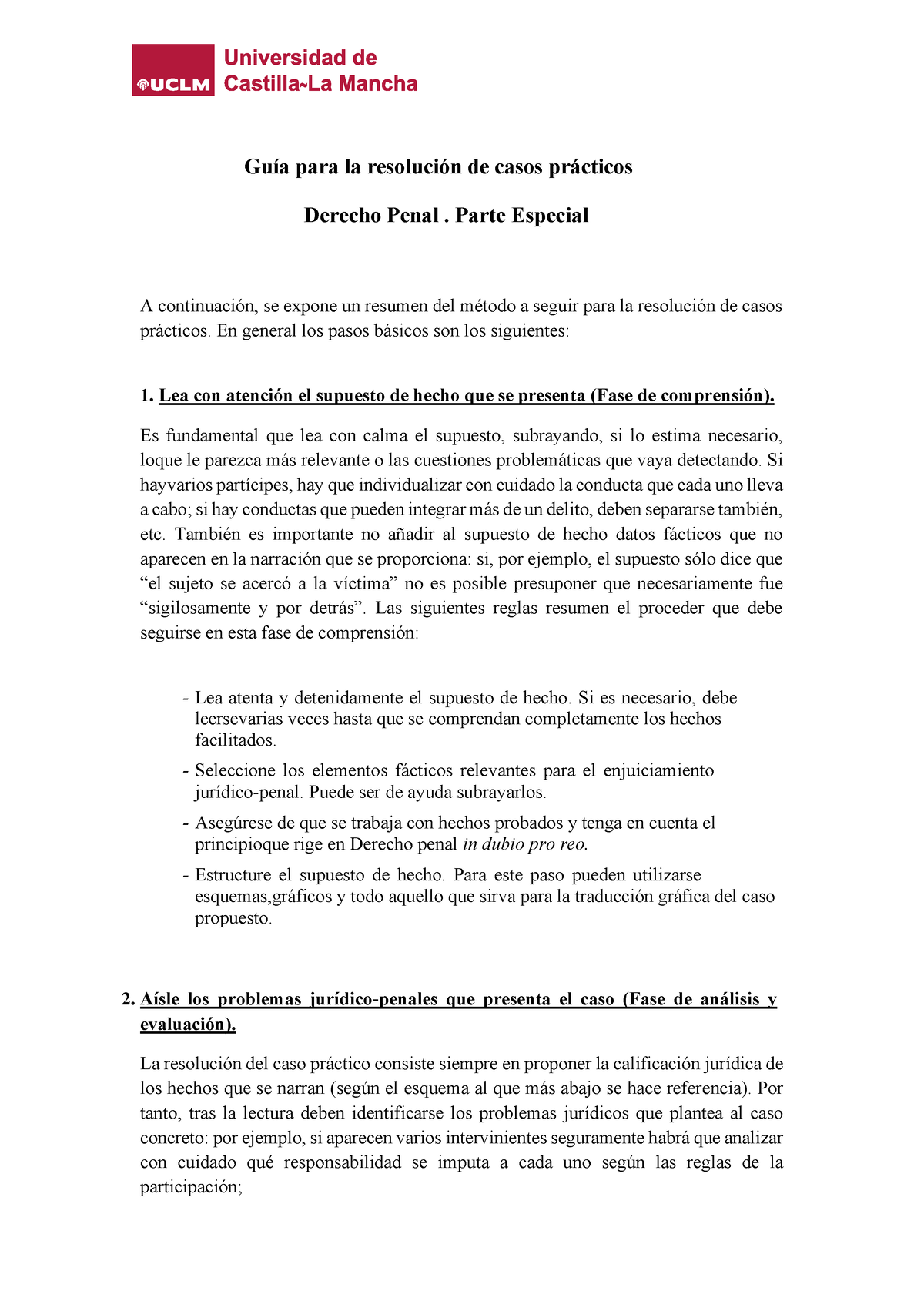 Guía Para La Resolución De Casos Prácticos Guía Para La Resolución De Casos Prácticos Derecho 7639