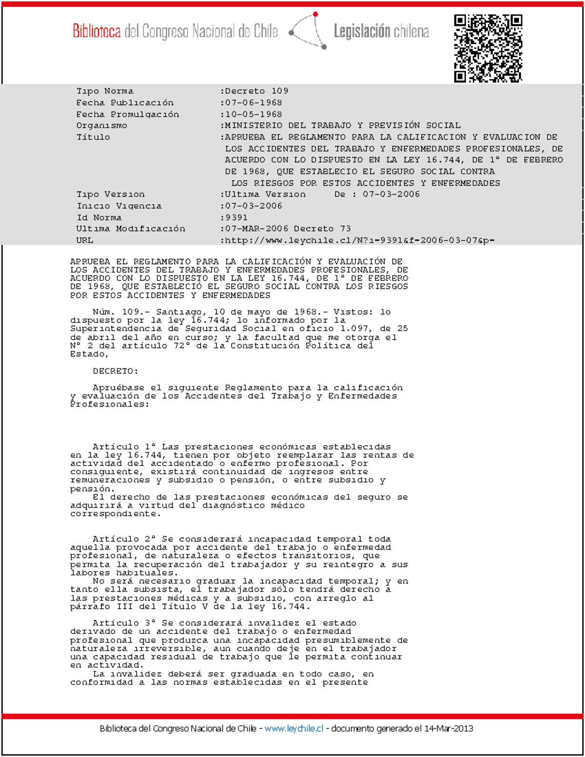 Ds 109 - apuntes - Tipo Norma :Decreto 109 Fecha Publicación :07-06 ...